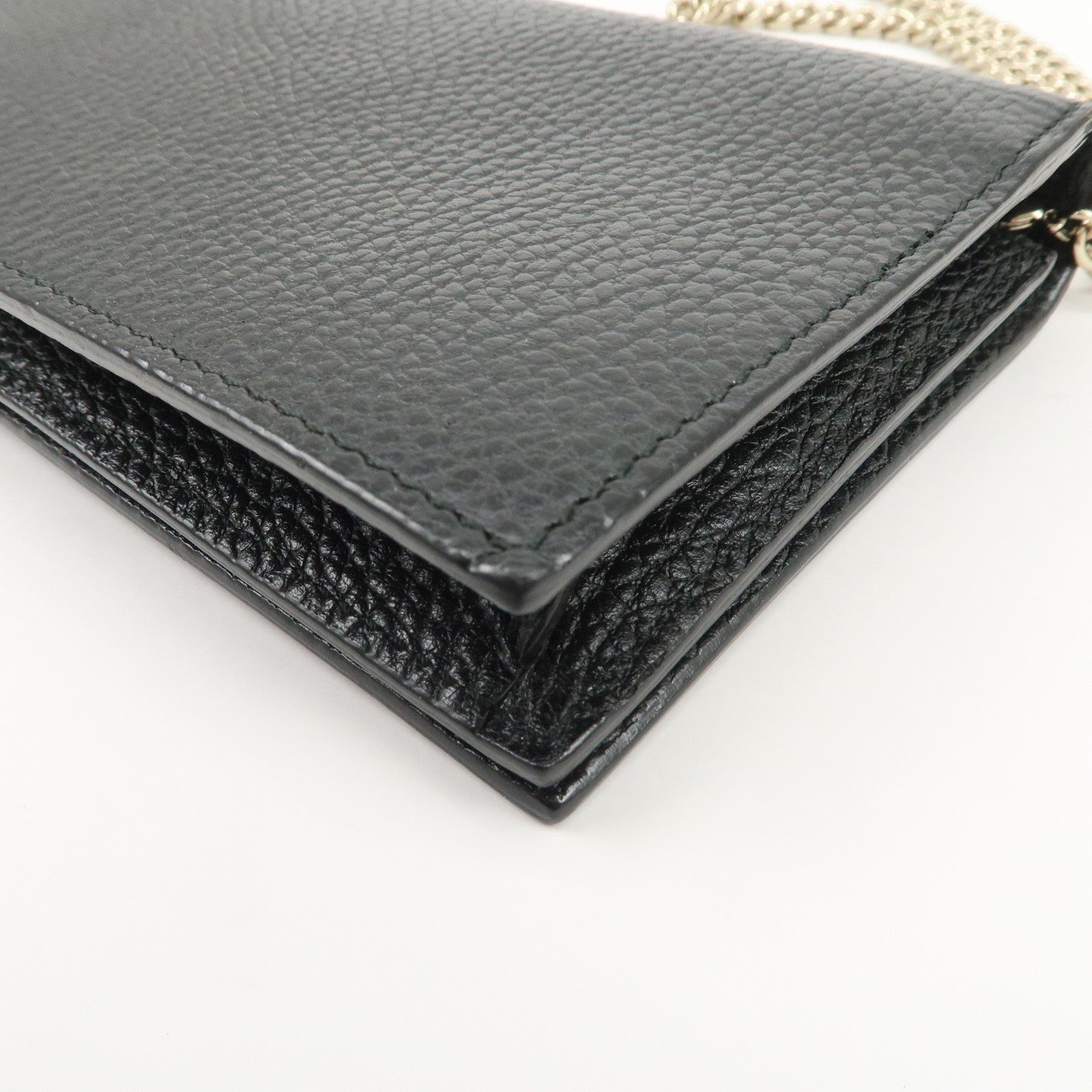 GUCCI Interlocking G Calf Leather Chain Wallet Shoulder Bag 466506