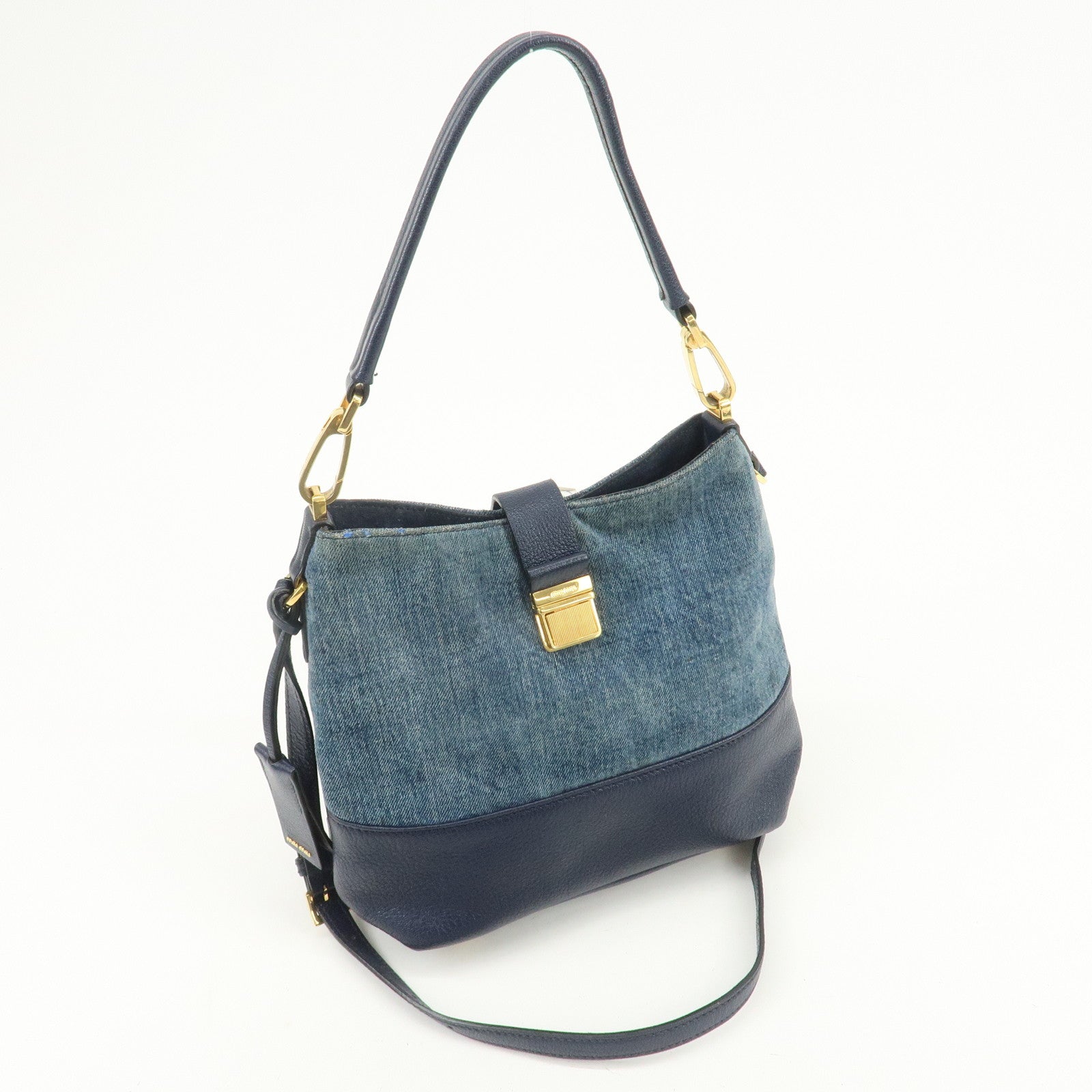 MIU MIU Madras Leather Denim 2Way Bag Hand Bag Shoulder Bag RR1951
