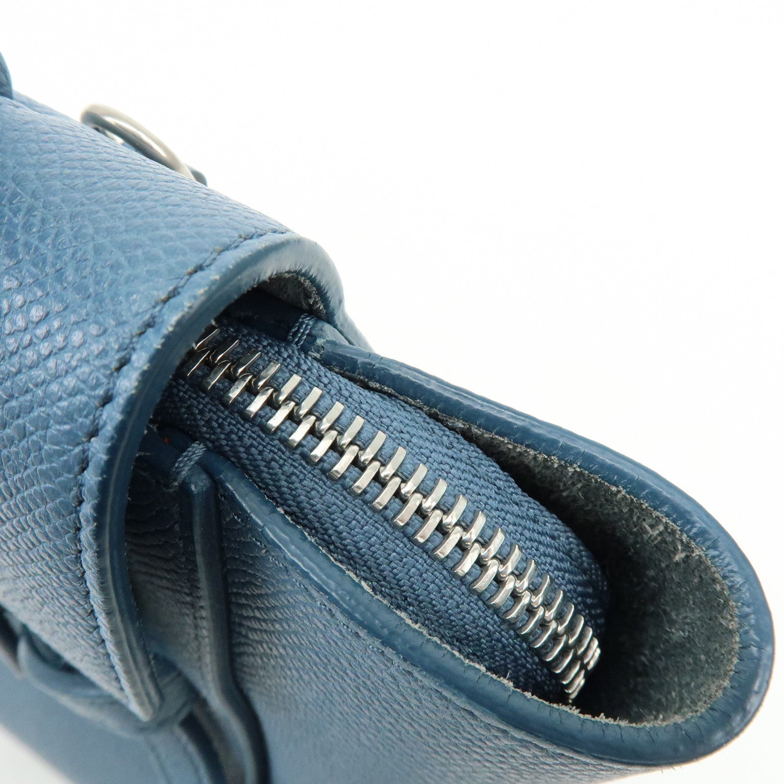 CELINE Belt Bag Leather 2Way Bag Hand Bag Shoulder Bag Blue