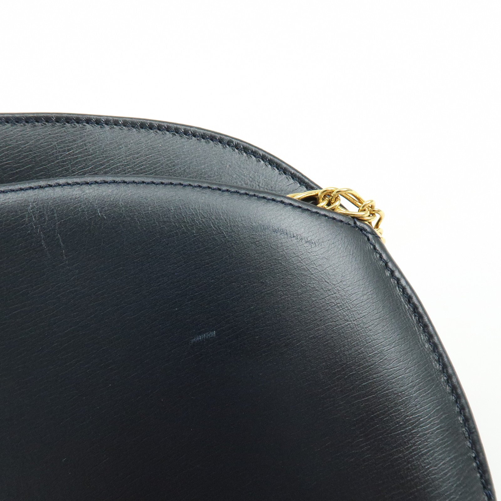 Cartier Sapphire Line Calf Leather Chain Shoulder Bag Navy