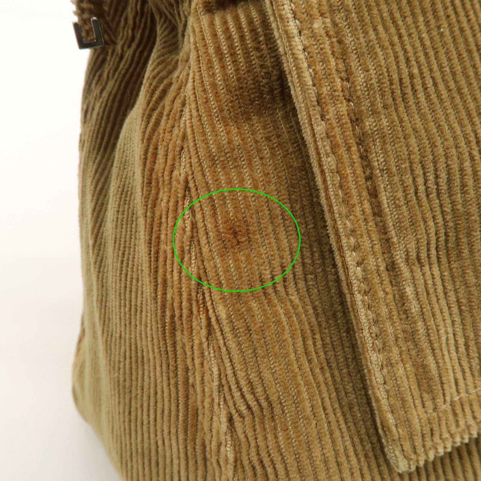 FENDI Mamma Baguette Corduroy Shoulder Bag Light Brown 26323 Used