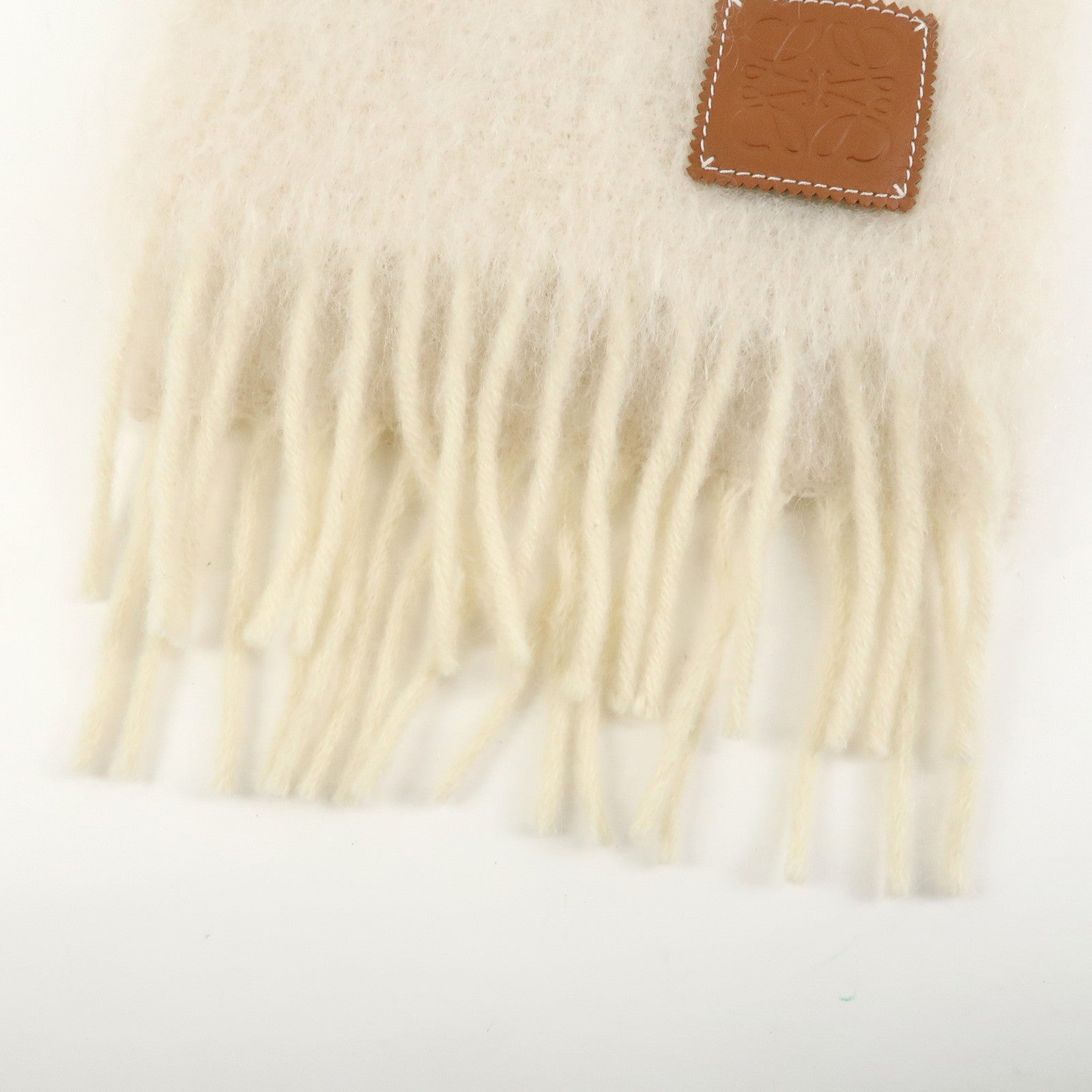 LOEWE Anagram Mohair Wool Nylon White Scarf Stole