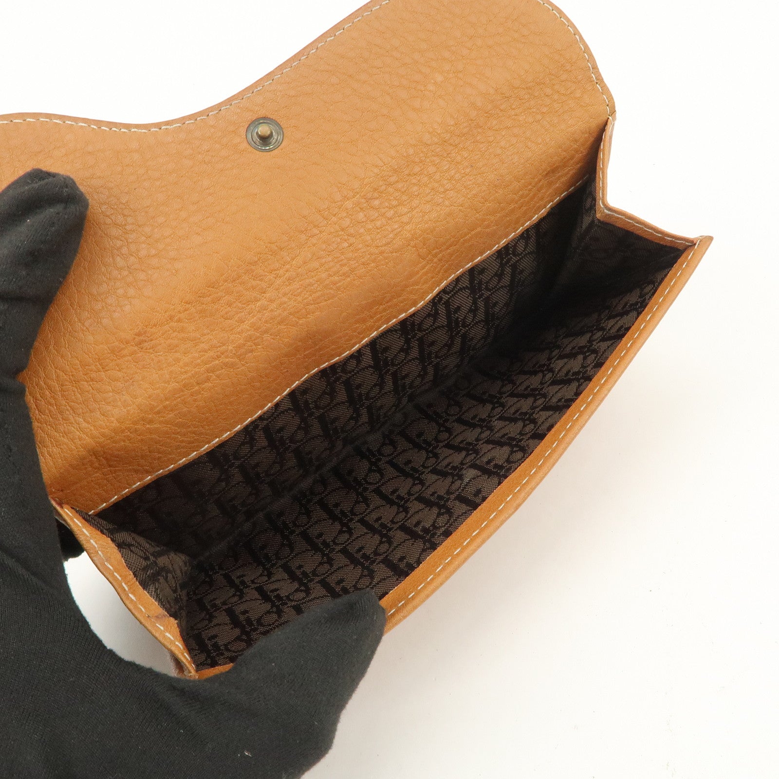 Christian Dior Leather Saddle Long Bi-fold Wallet Brown