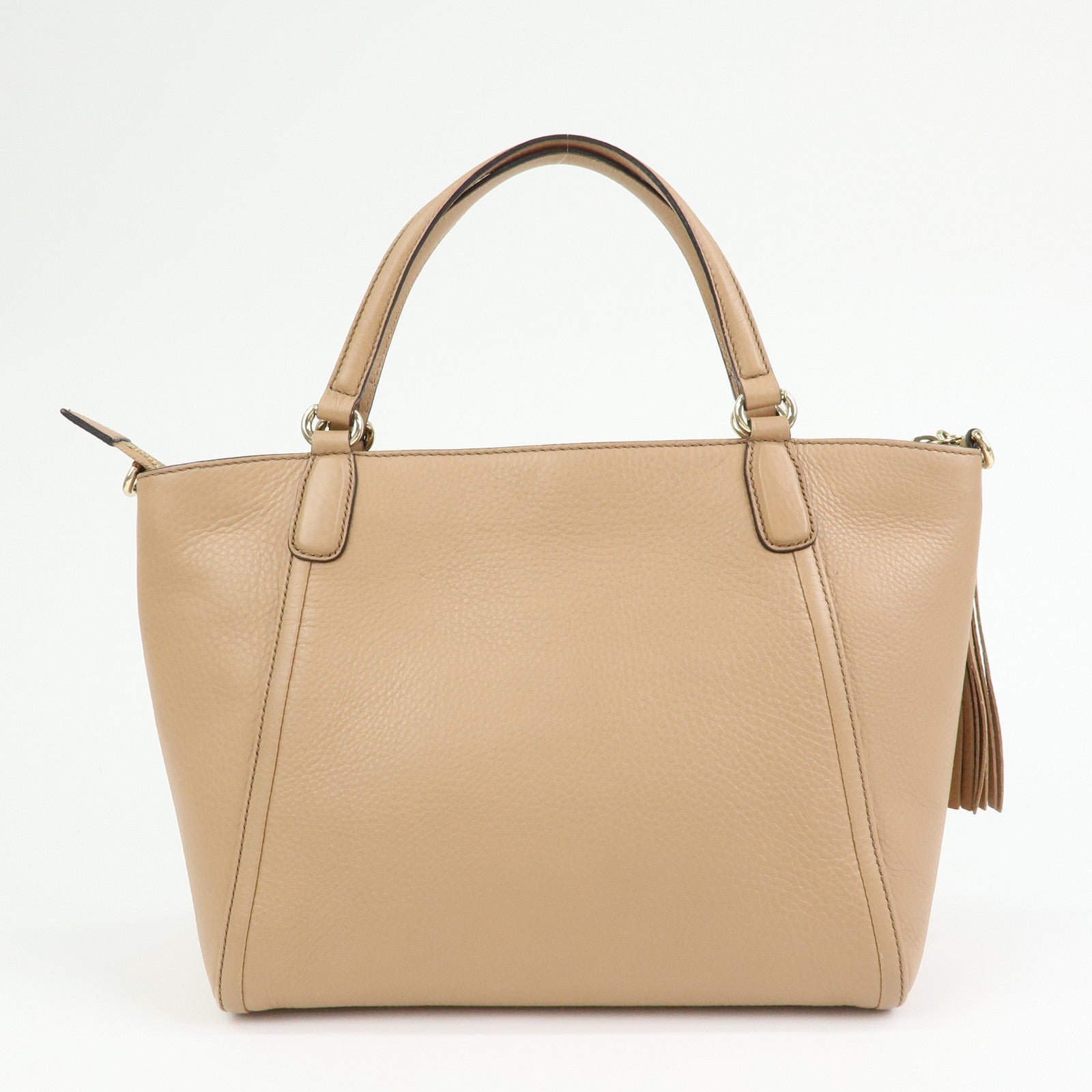 GUCCI SOHO Interlocking G Leather 2Way Hand Bag Beige 369176