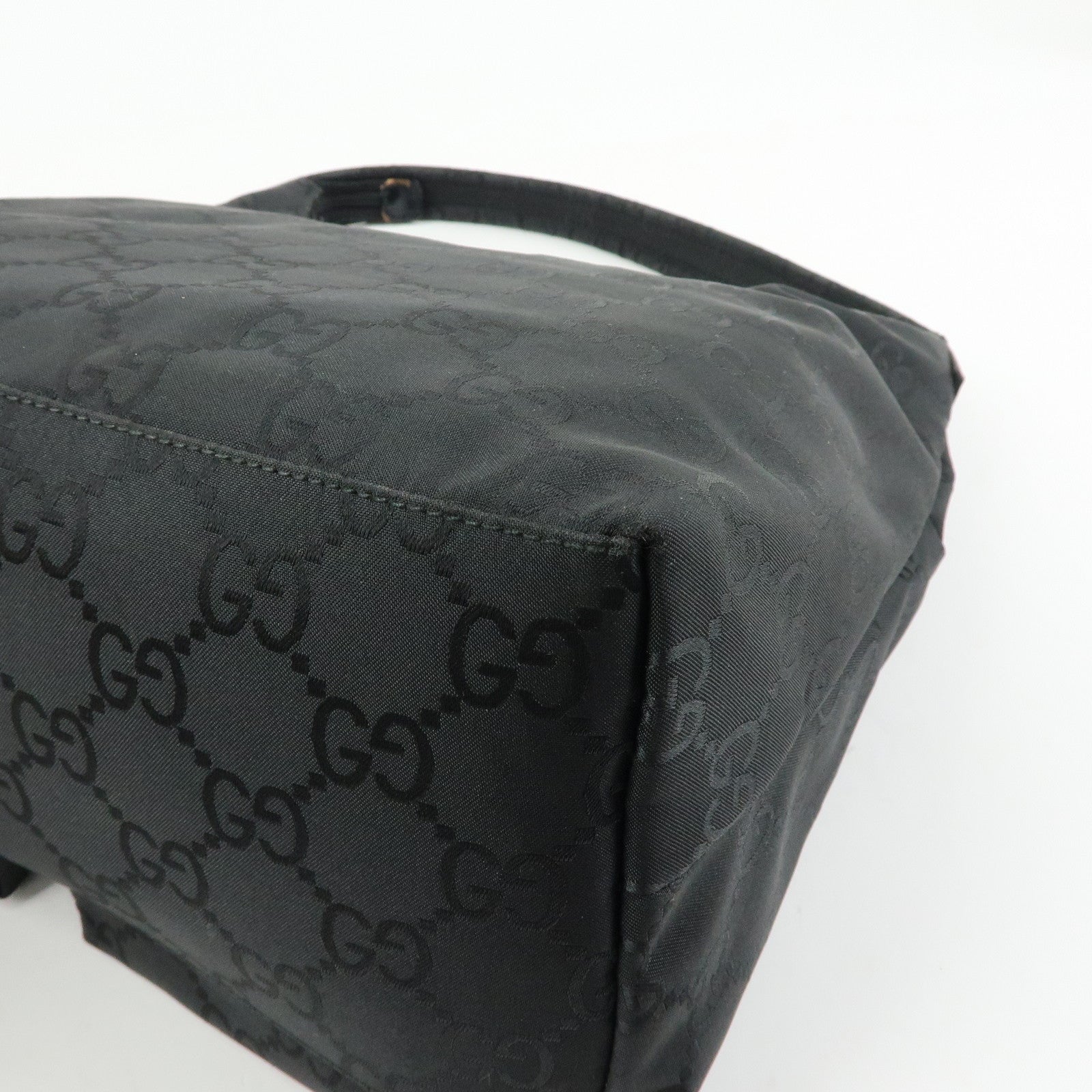 GUCCI Front Pocket GG Nylon Leather Shoulder Bag Black 001・3380
