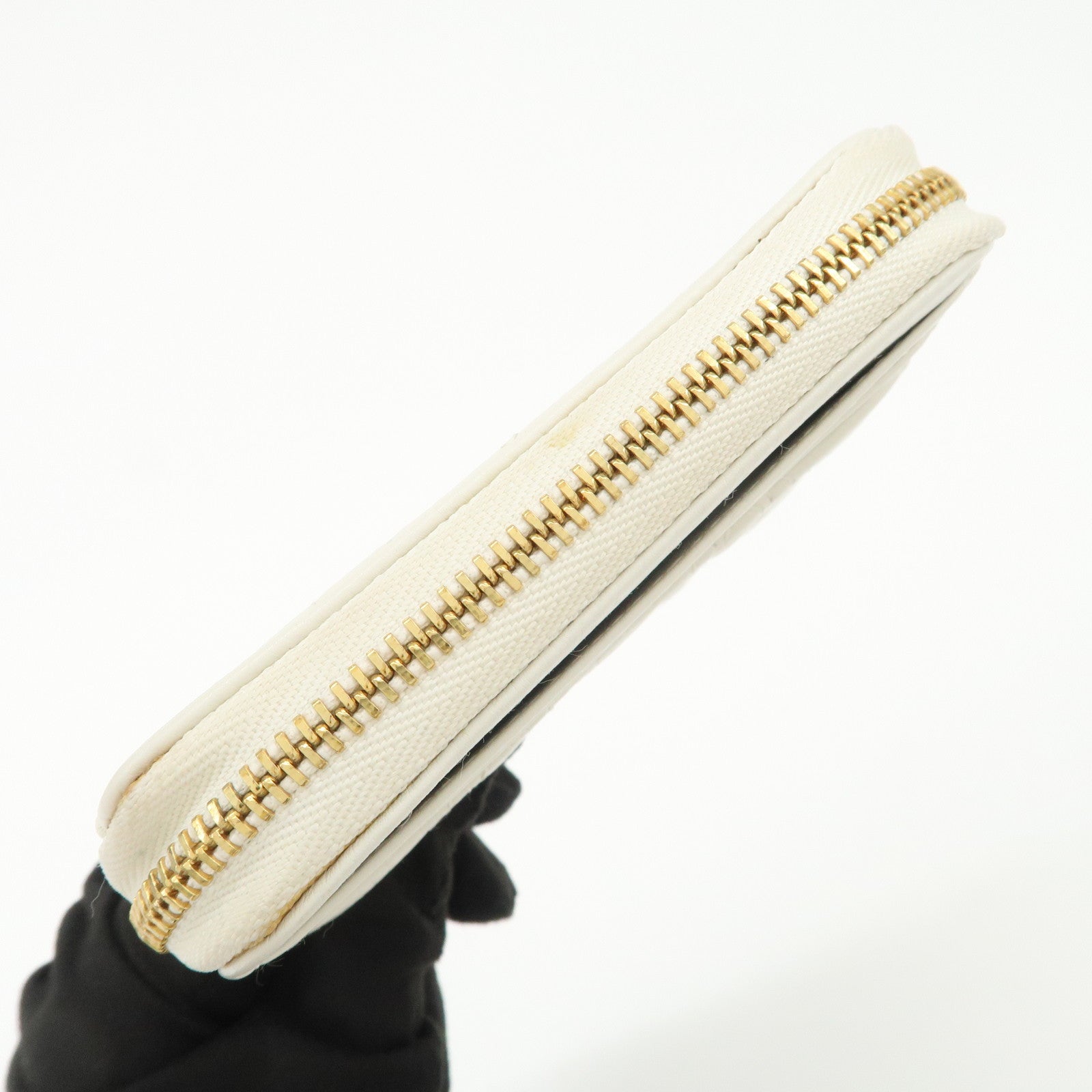 Christian Dior Cannage Caro Leather Heart Coin Case White