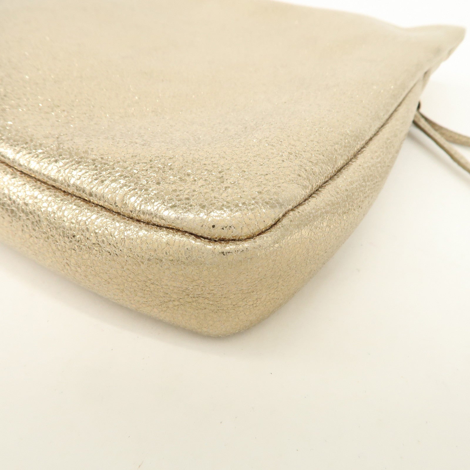 JIMMY CHOO Star Studs Leather Clutch Bag Gold Used