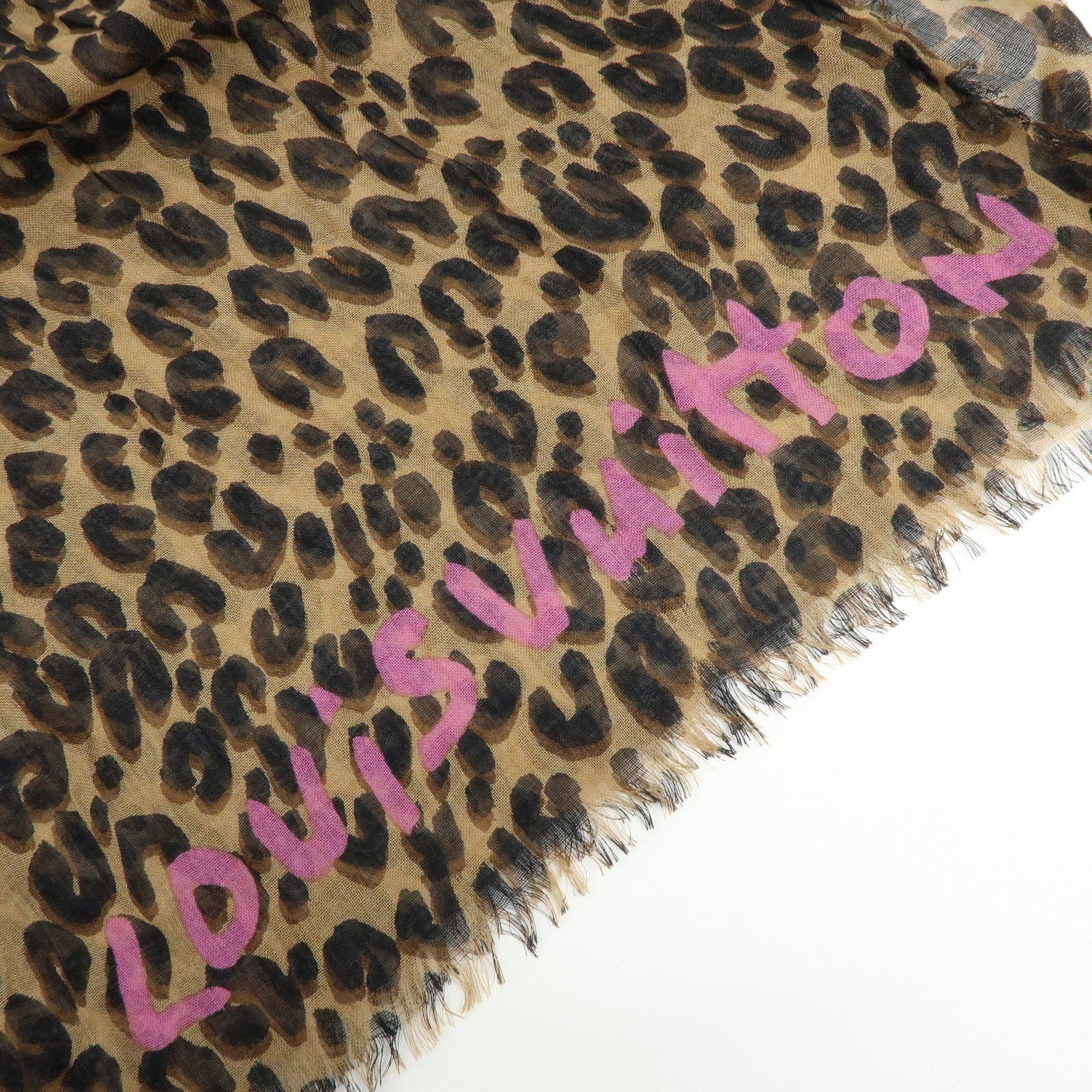 Louis Vuitton Etole Cashmere Silk Scarf Leopard Brown M72215