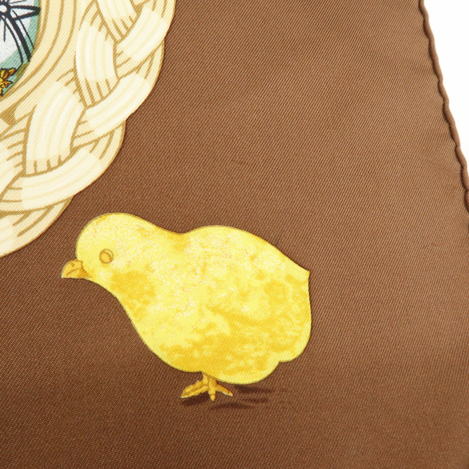 HERMES Carre 90 Silk 100% Scarf COUVEE D HERMES Brown Yellow