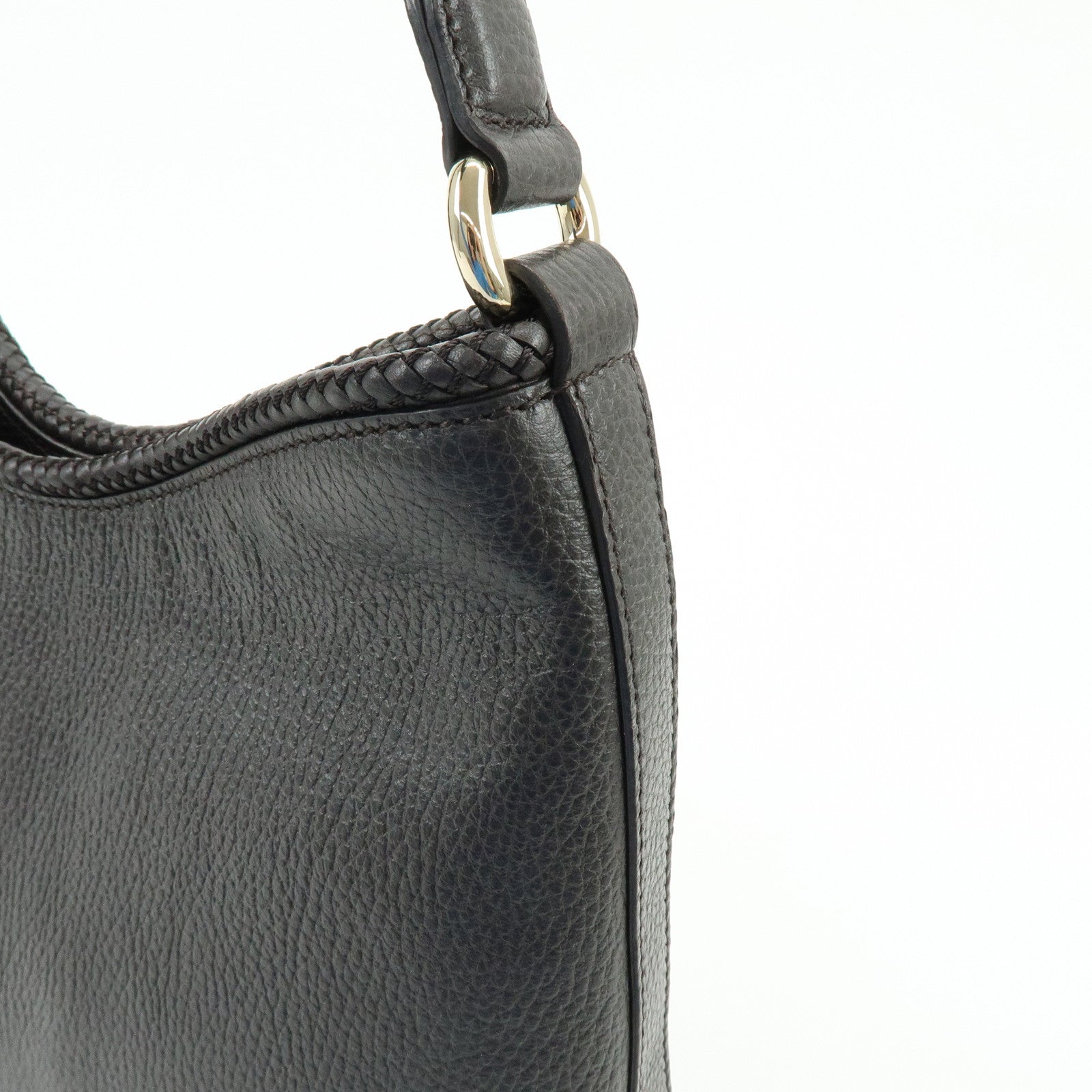 GUCCI Leather Shoulder Bag Tassel Charm Dark Brown 336659