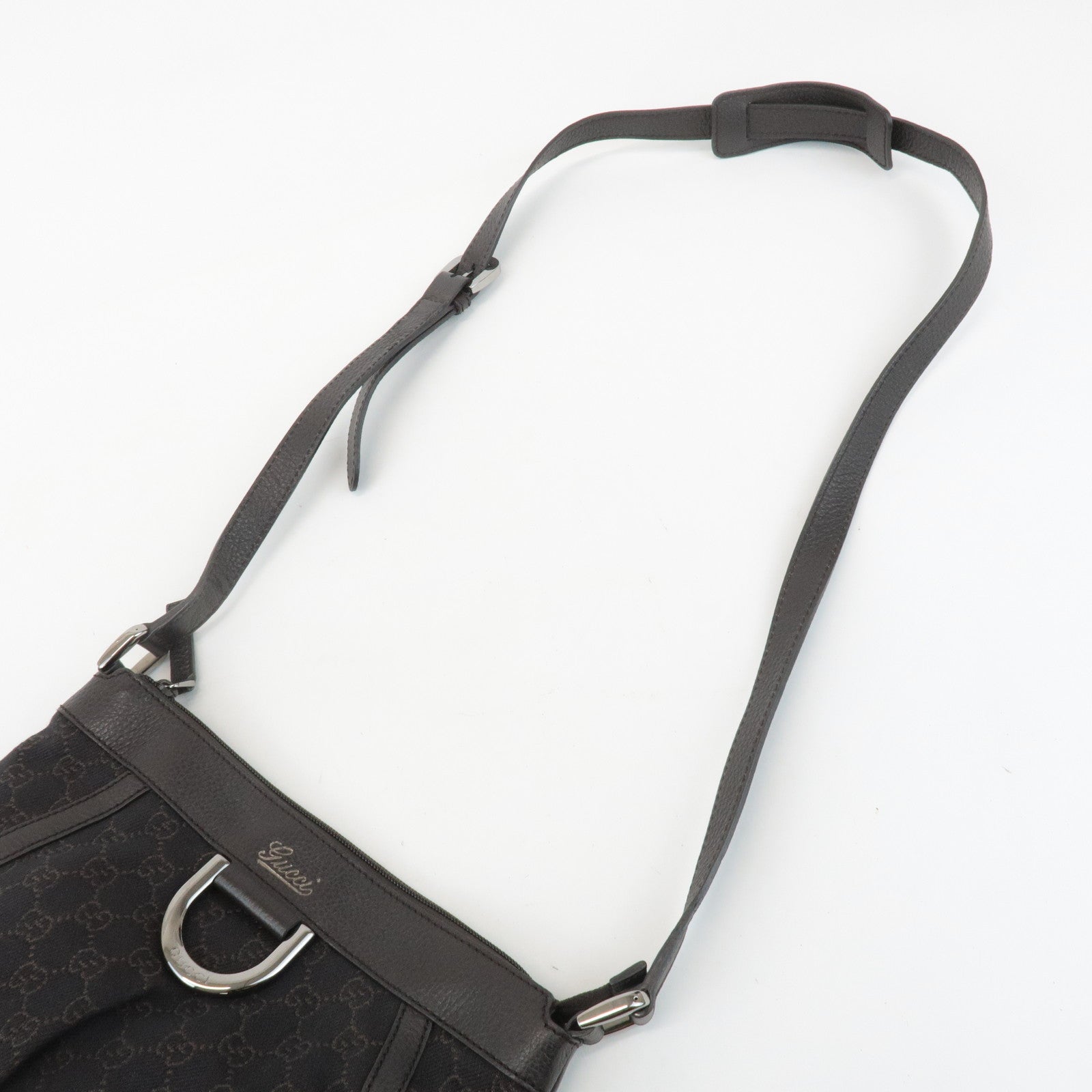 GUCCI Abbey GG Canvas Leather Shoulder Bag Dark Brown 265691 Used