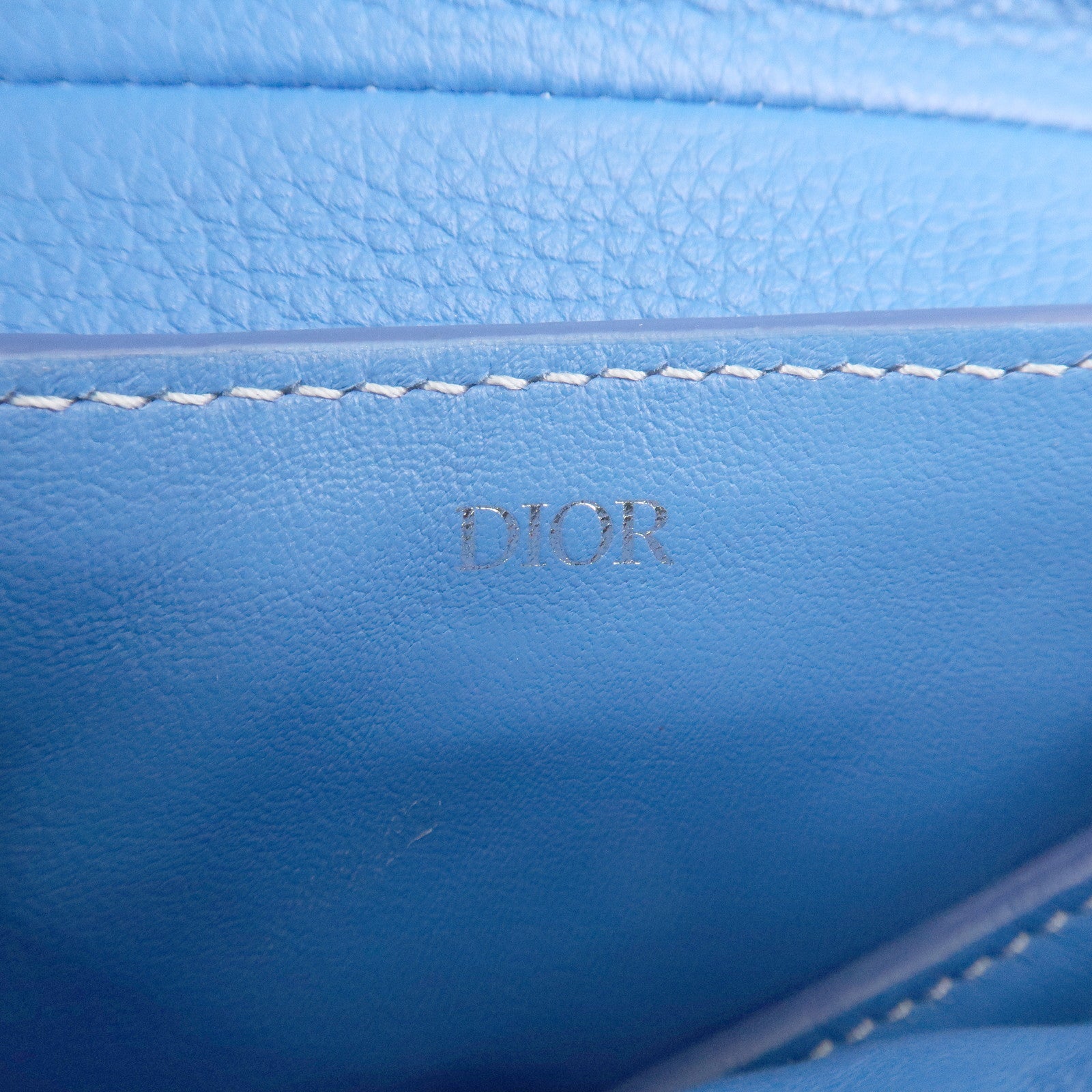 Christian Dior Leather Saddle Pouch Blue Charm 2ADKH127YMJ Used