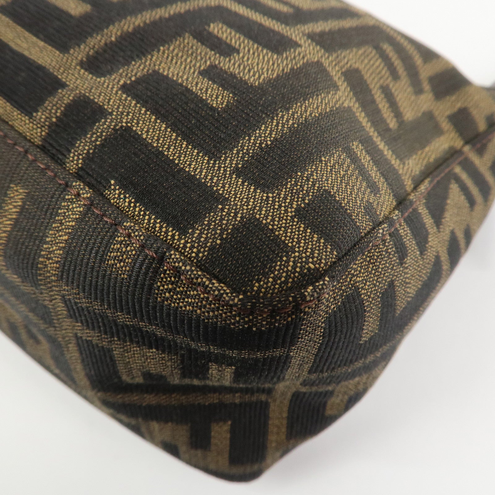 FENDI Zucca Canvas Leather Hand Bag Shoulder Bag Brown 8BR156