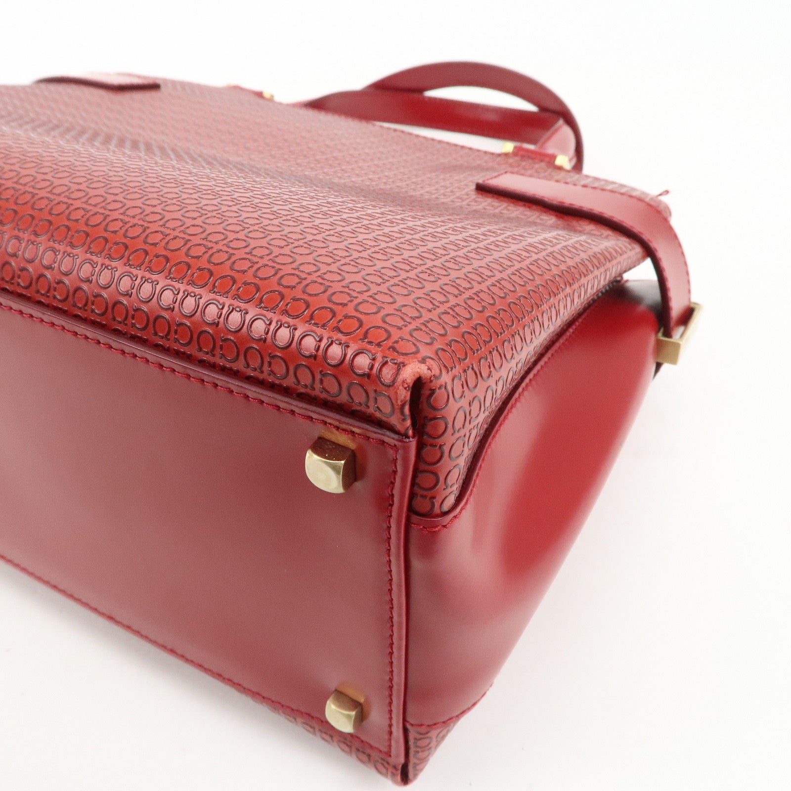 Ferragamo Gancini Leather 2WAY Bag Hand Bag Shoulder Bag Red