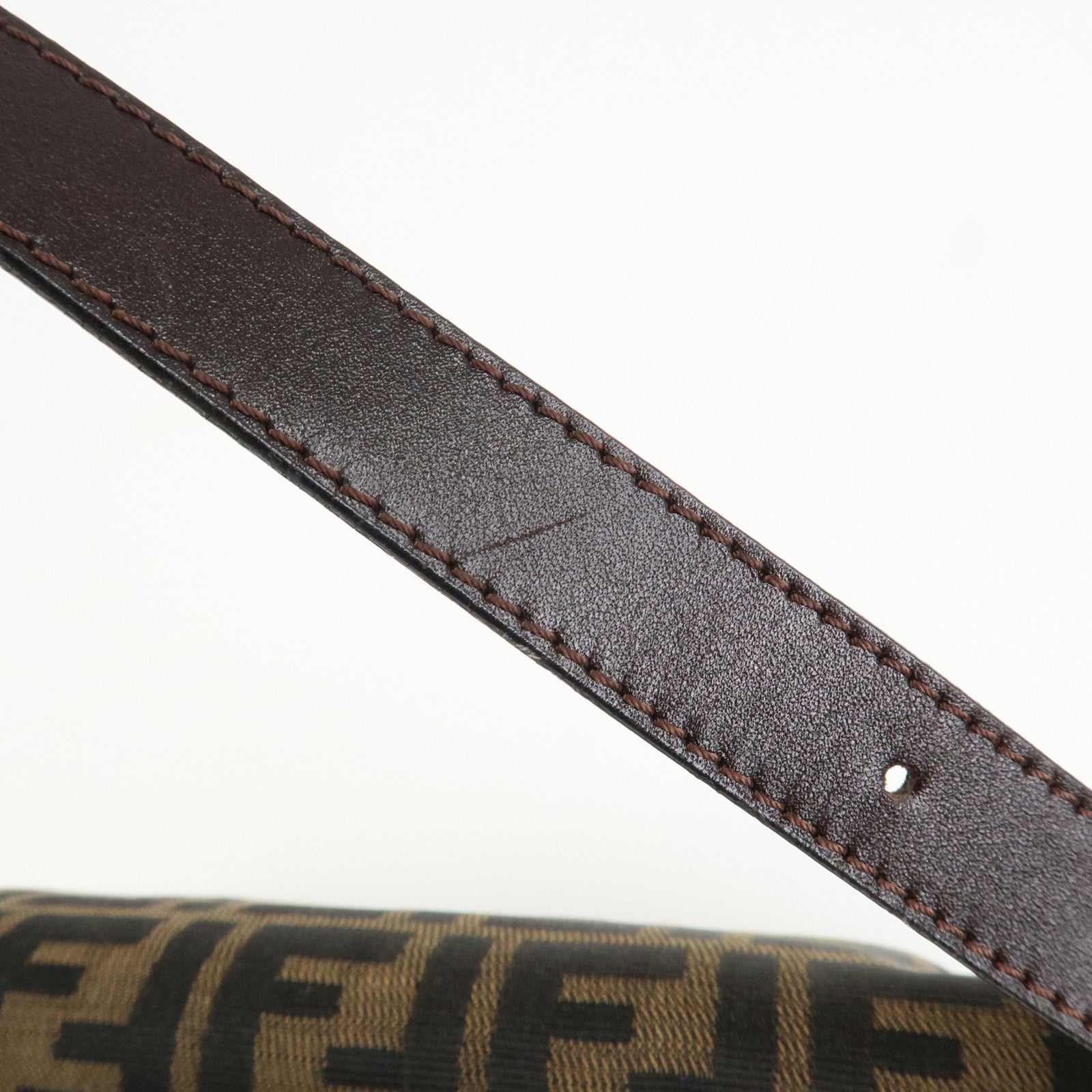 FENDI Mamma Zucca Baguette Canvas Leather Shoulder Bag 26325