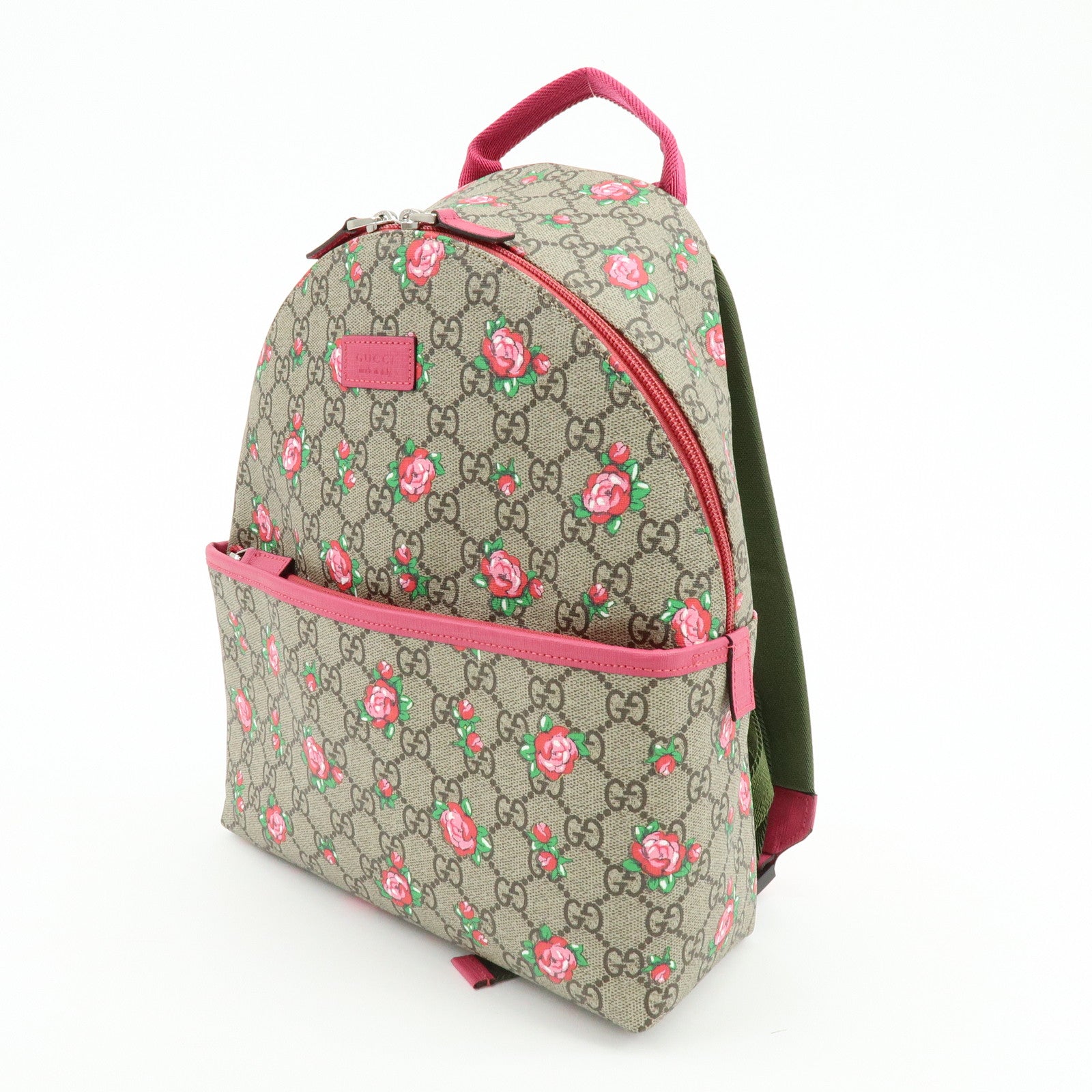 GUCCI Children’s GG Supreme Rose Heart Backpack Beige Pink 271327