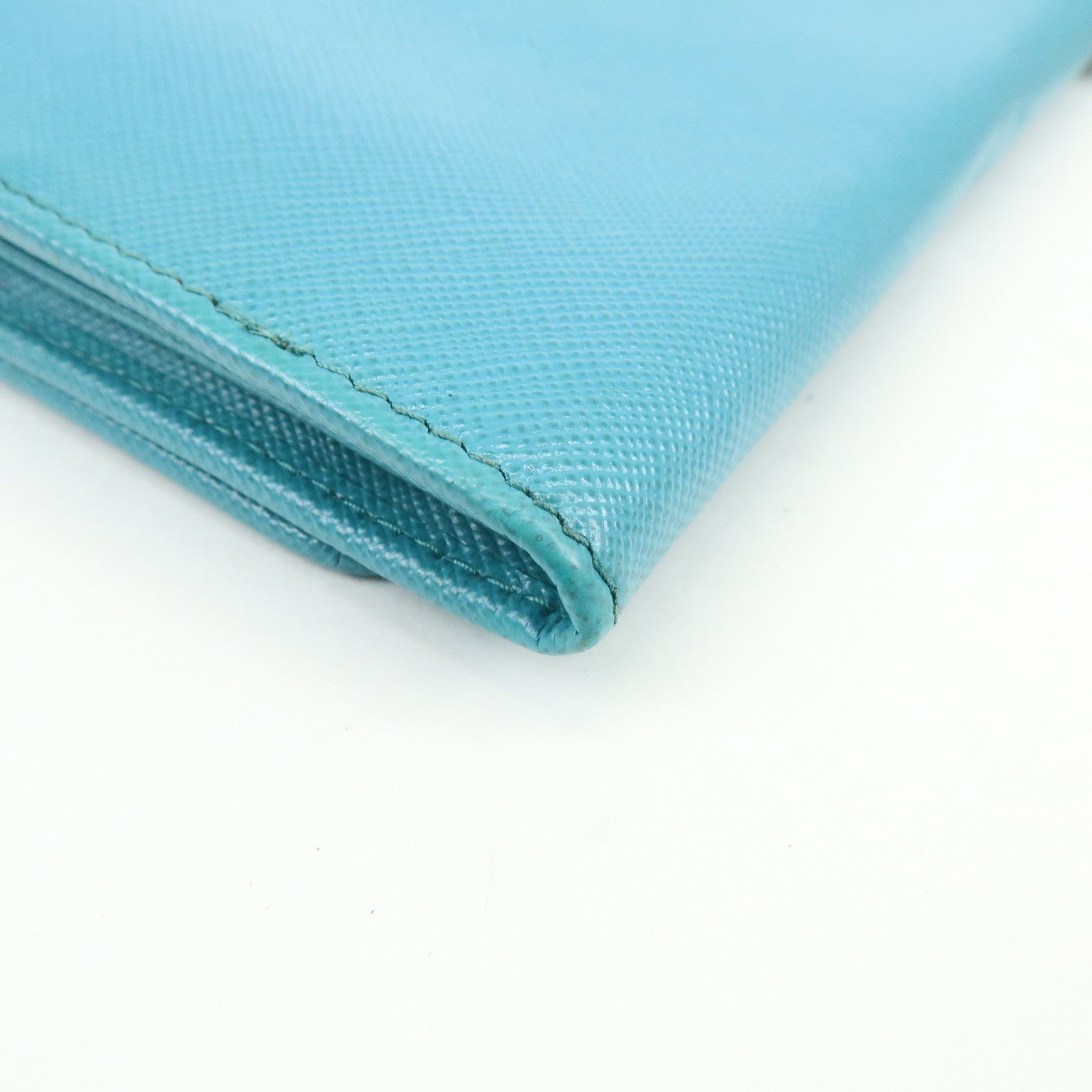 PRADA Saffiano Leather Chain Wallet Shoulder Bag Blue 1M1290