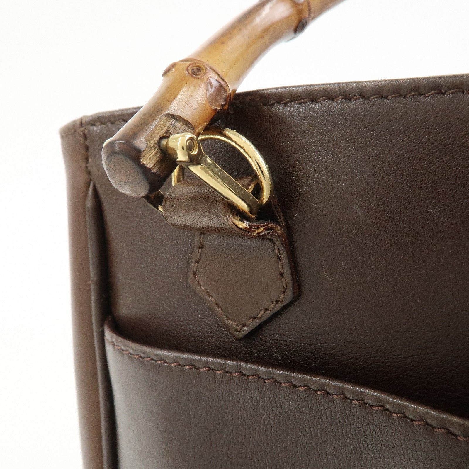 GUCCI Bamboo 2Way Bag Hand Bag Shoulder Bag Brown 000・122