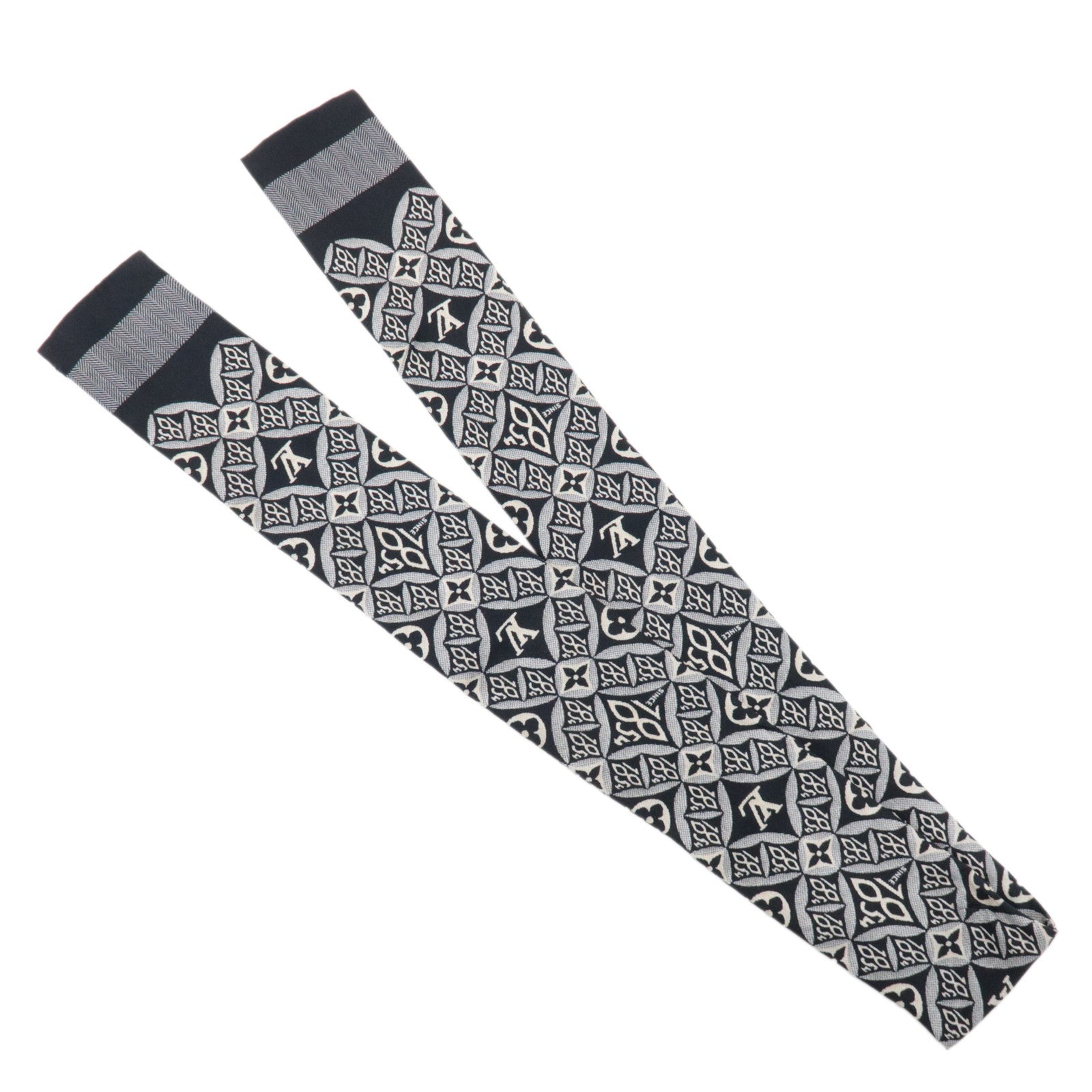 Louis Vuitton Bandeau Since 1854 Silk 100% Scarf Black MP2825