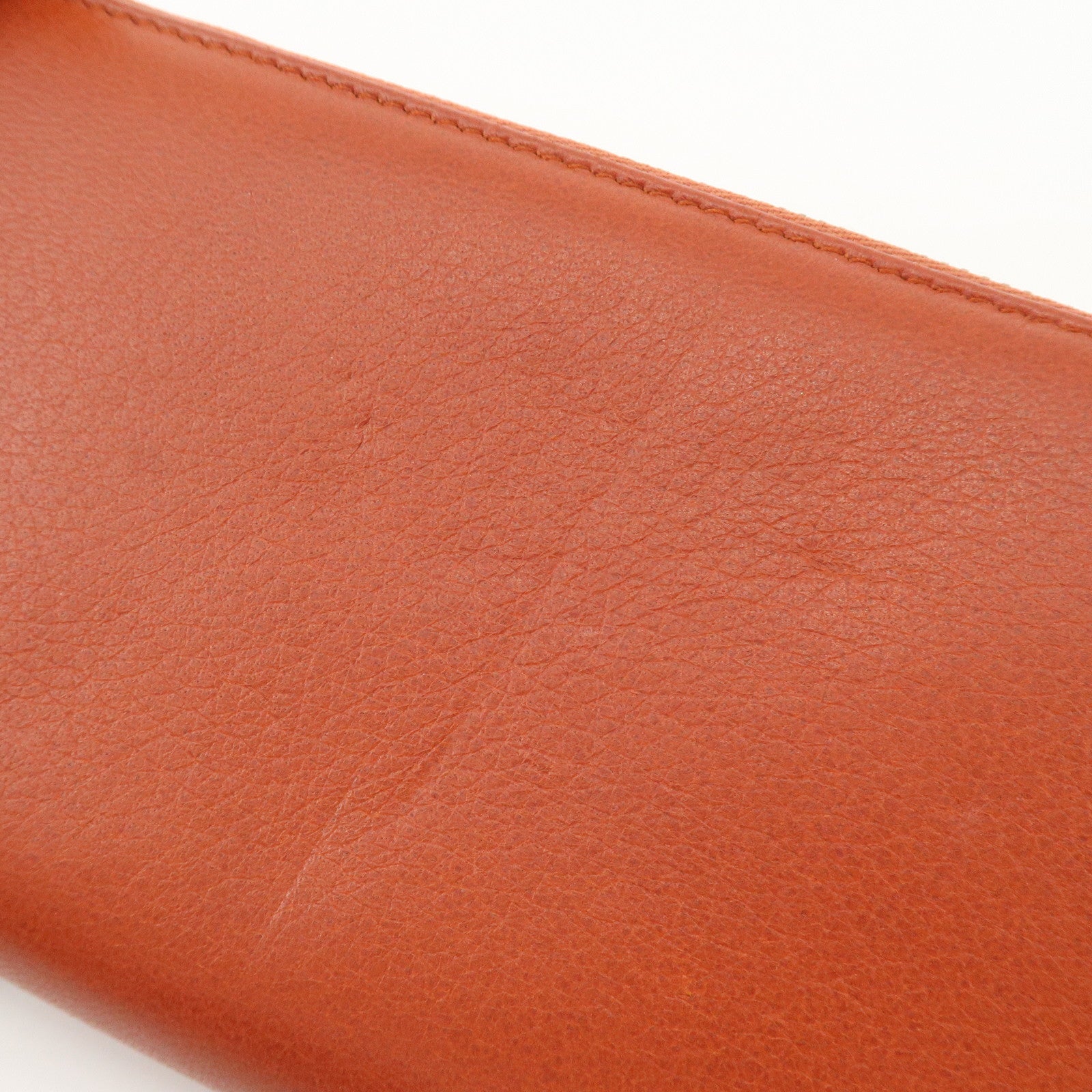 GUCCI Bamboo Leather Long Round Zippy Wallet Orange 339178 Used