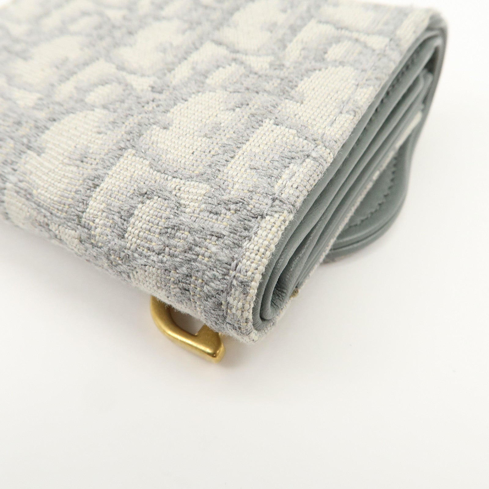 Christian Dior Oblique Jacquard Saddle Lotus Wallet Gray