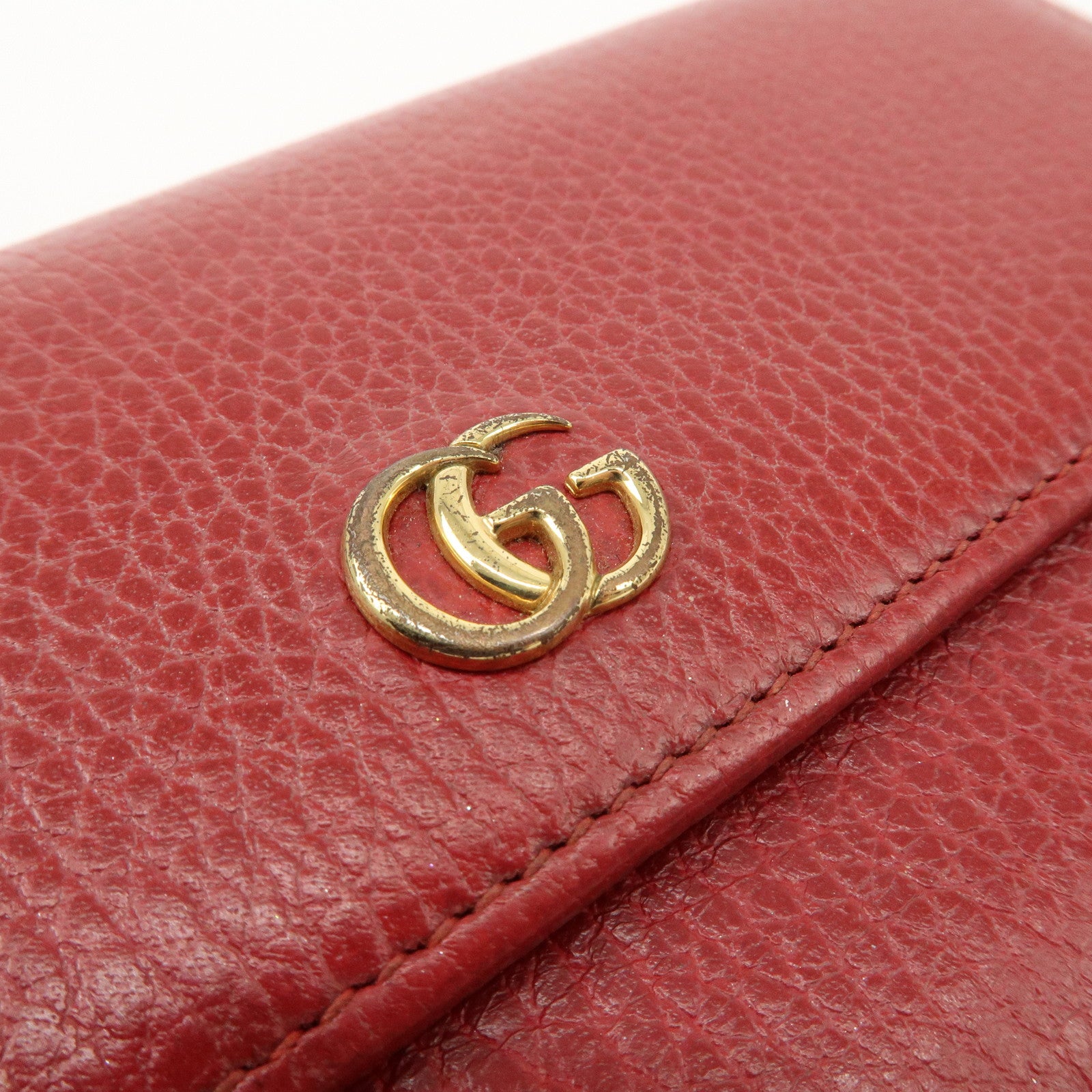 GUCCI GG Marmont Leather Continental Long Wallet Red 456116 Used
