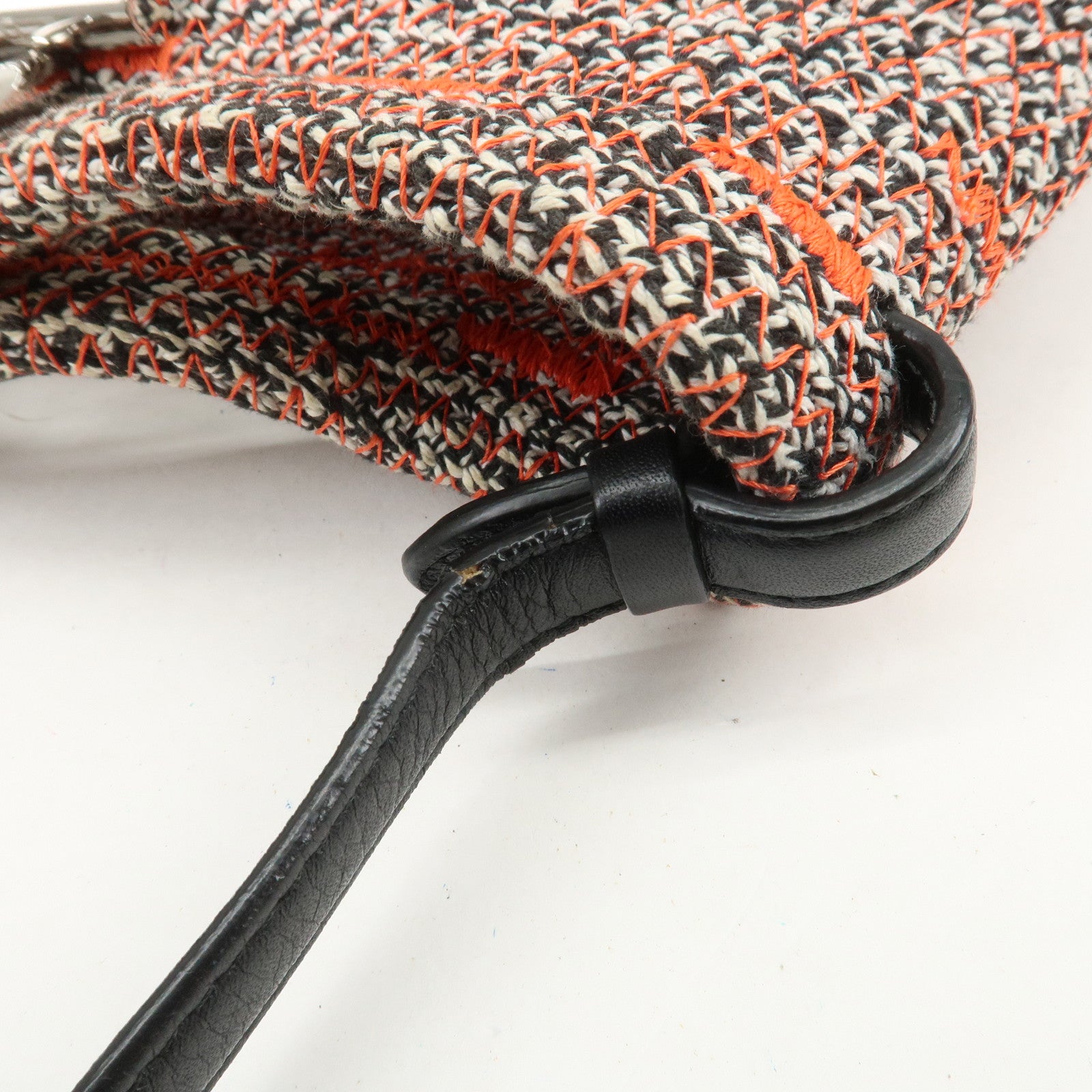 BALENCIAGA Zigzagger Canvas Leather 2Way Hand Bag Orange Black