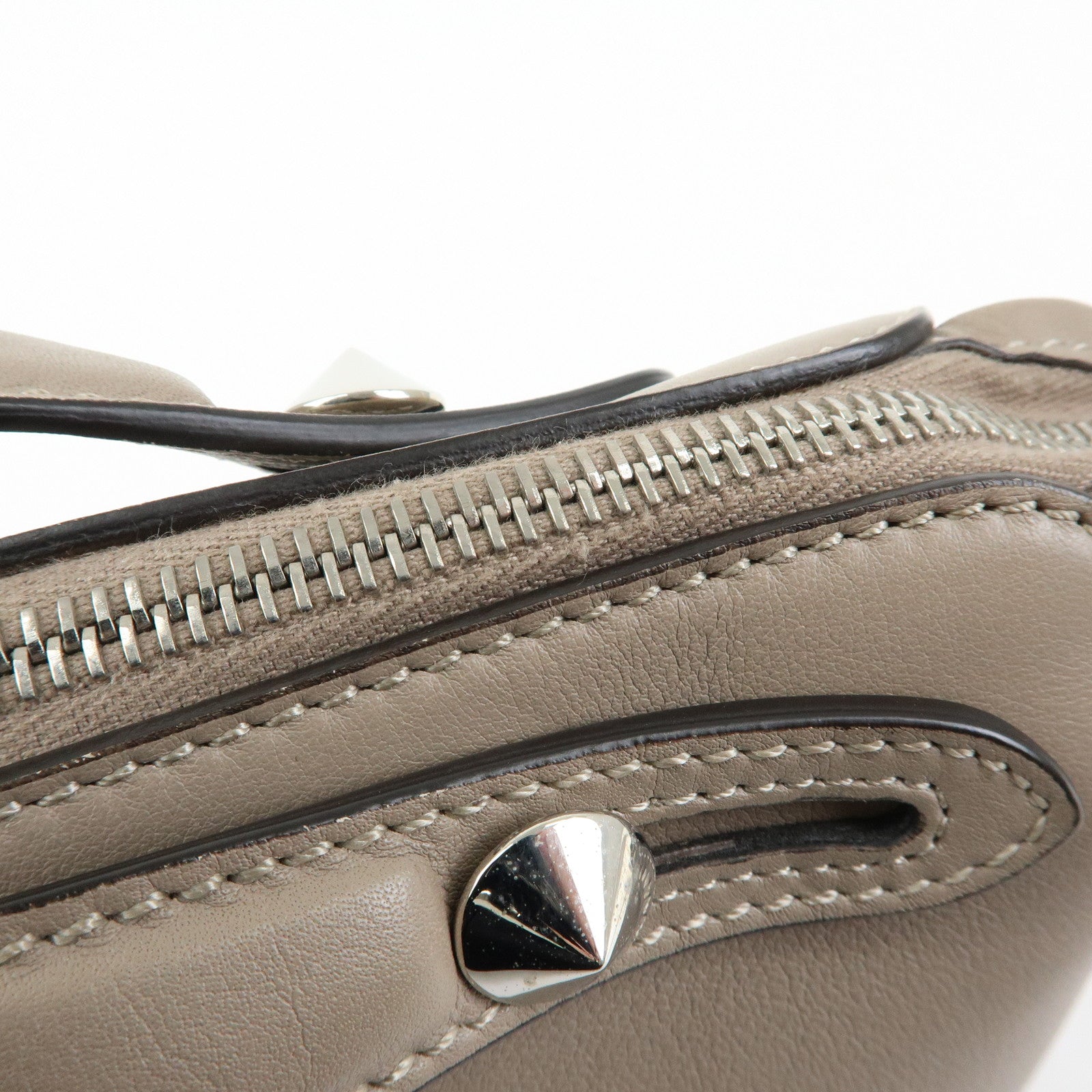 FENDI Bay The Way Leather 2Way Bag Shoulder Bag Greige 8BL124