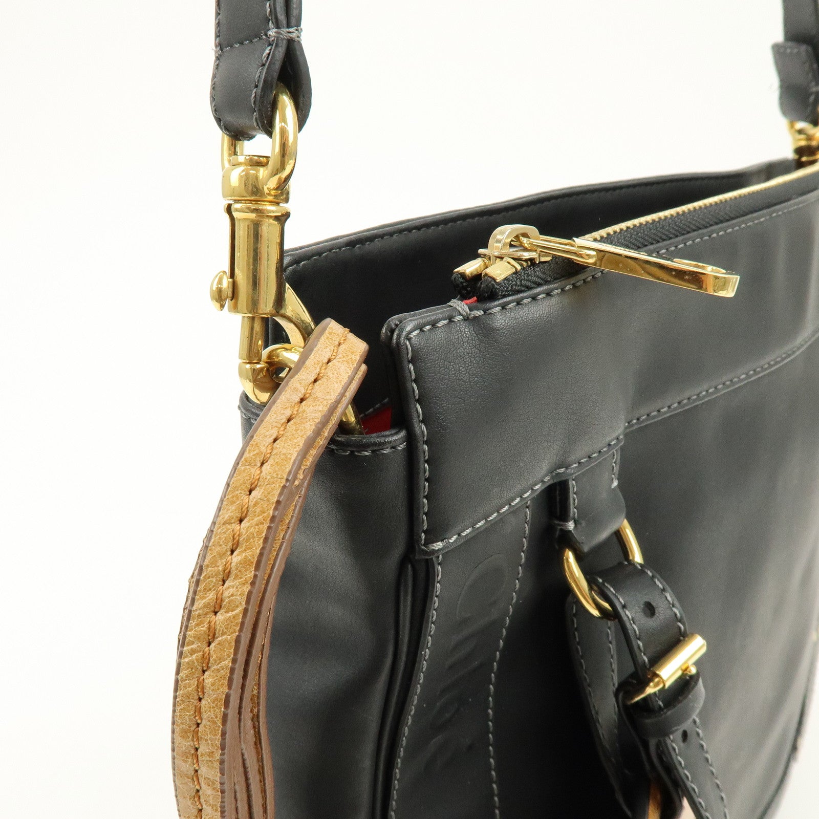 Chloe Eden Leather Tassel Shoulder Bag Crossbody Bag Black