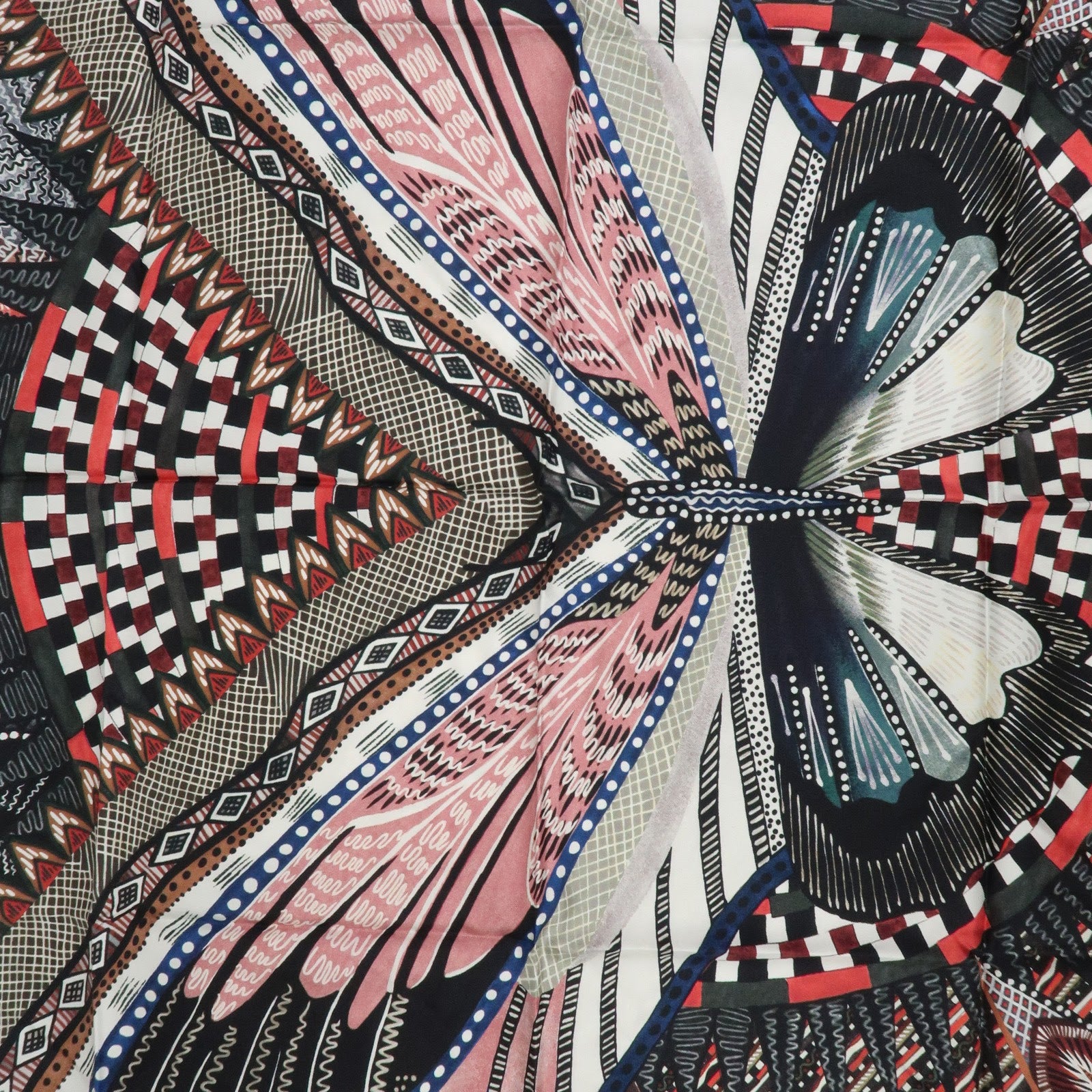 Christian Dior Logo Silk 100% Scarf Butterfly Motif Multicolor