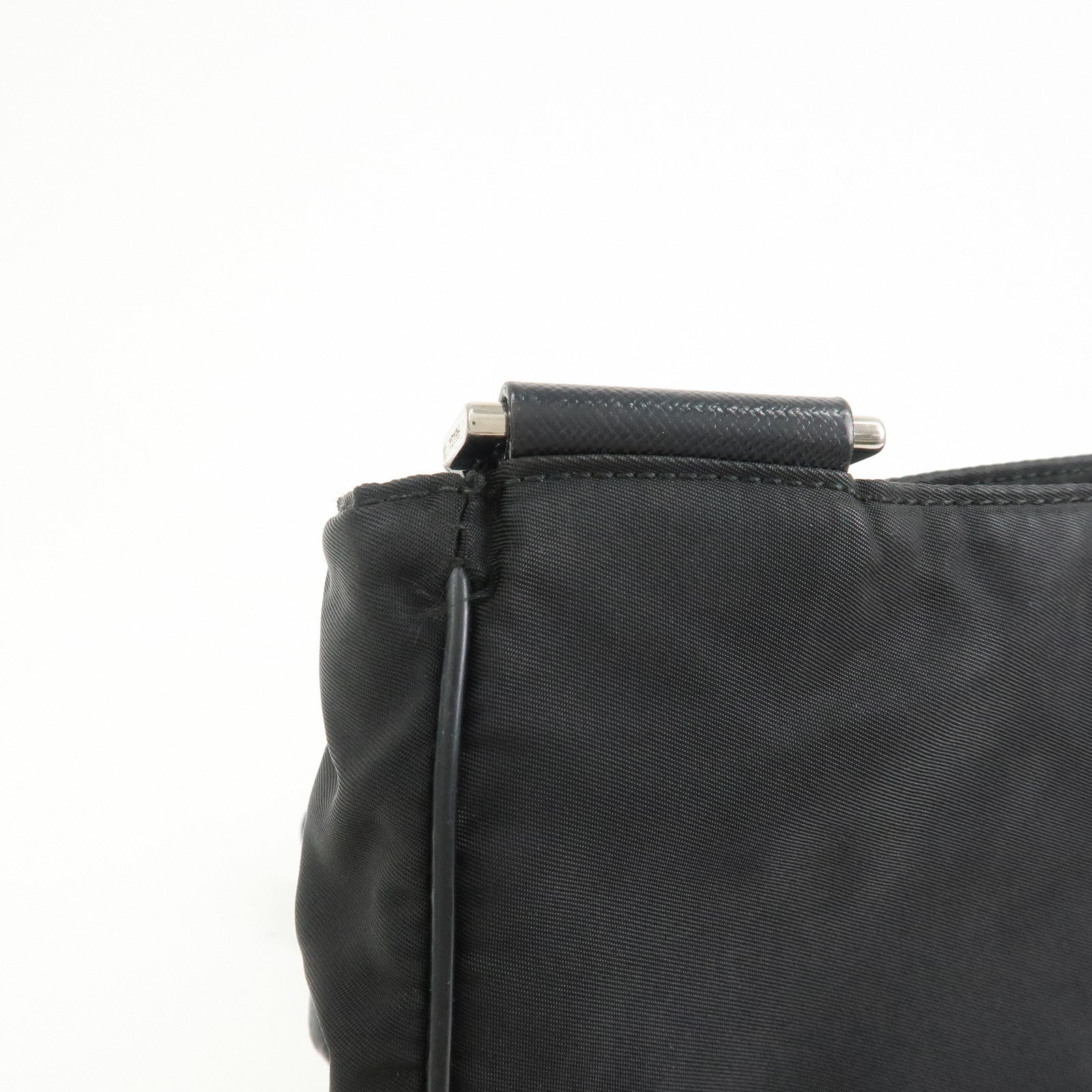 PRADA Nylon Saffiano Leather Shoulder Bag Black VA0269