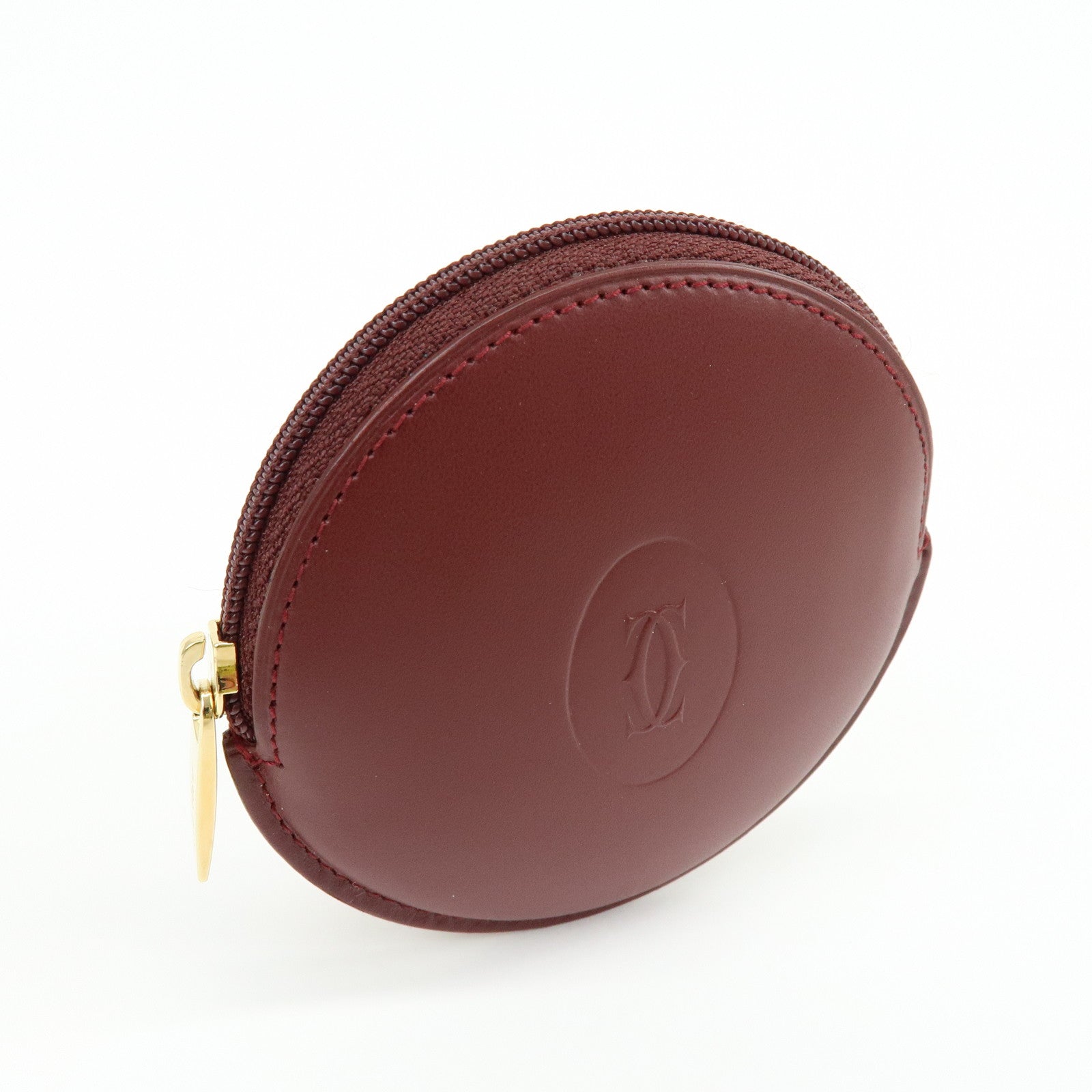 Cartier Must de Cartier Calf Skin Leather Coin Case Bordeaux