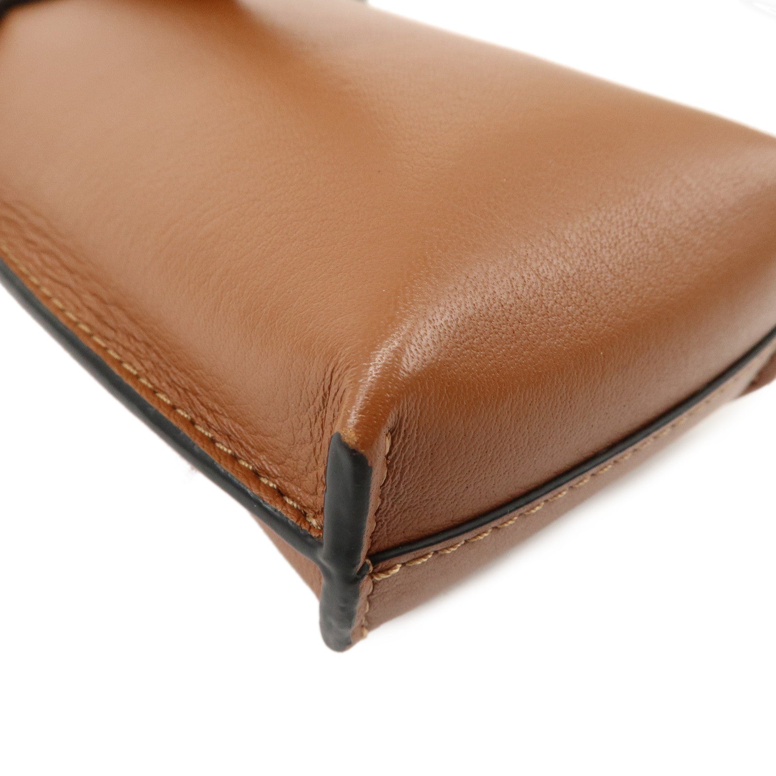 LOEWE Anagram Elephant Pocket Style Shoulderr Bag Brown C623B02X04 Used