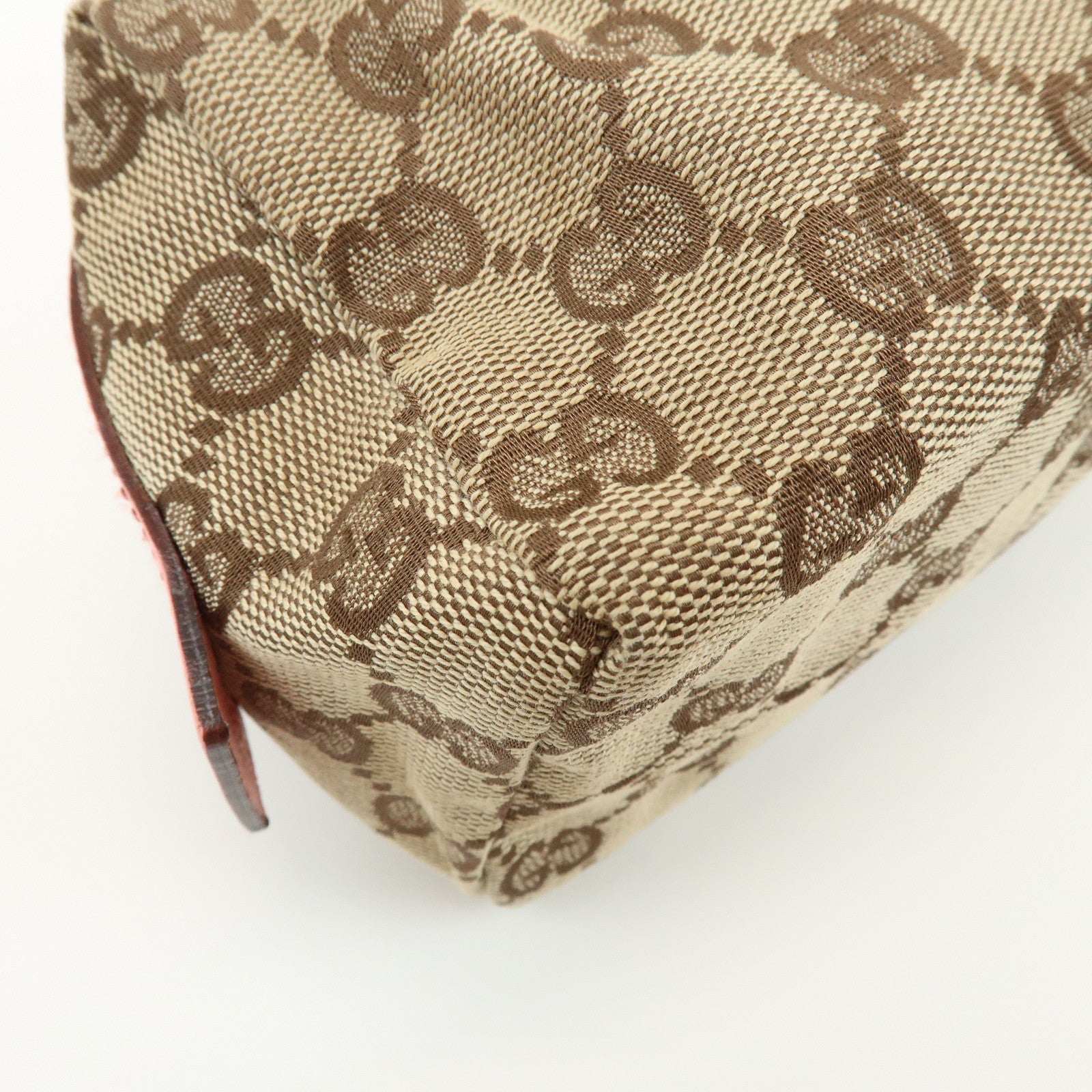 GUCCI GG Monogram Canvas Leather Cosmetic Pouch Beige Pink 29595