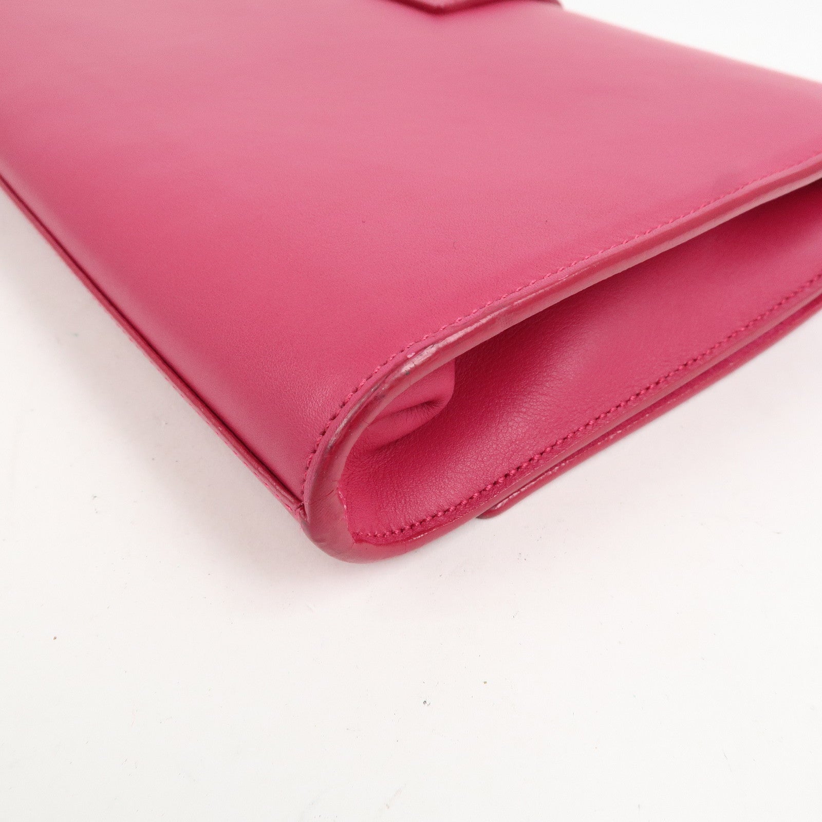 SAINT LAURENT PARIS Leather Clutch Bag Y Line Pink 311213
