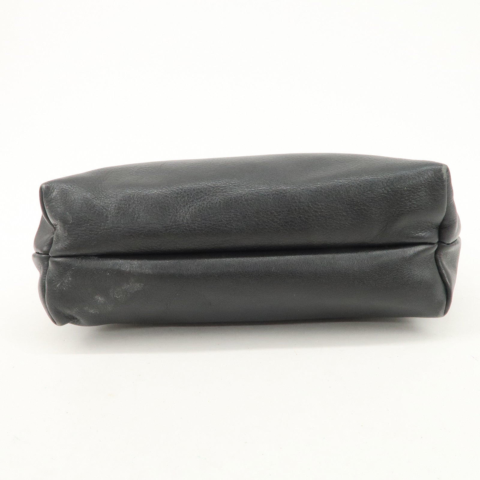 CELINE Logo Leather Pouch Cosmetic Pouch Black Used