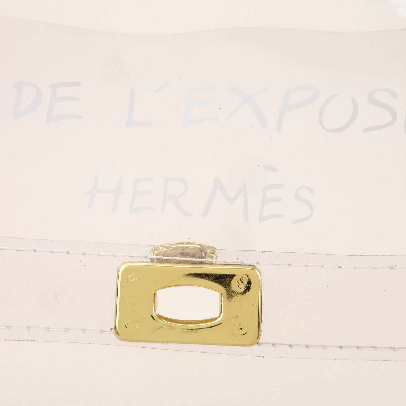 HERMES Kelly Vinyl Hand Bag Clear Gold