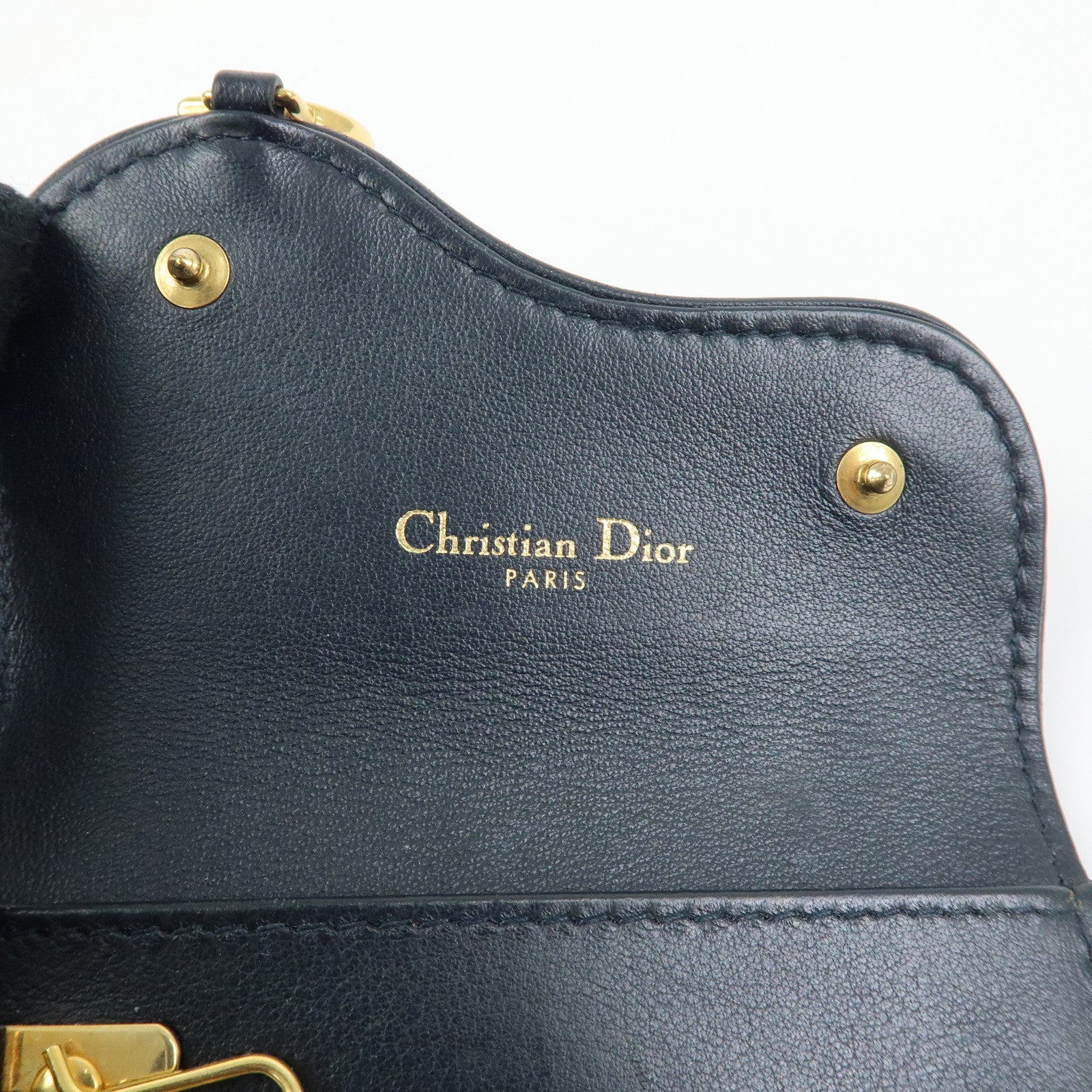 Christian Dior Saddle Oblique Jacquard Canvas Key Case Navy