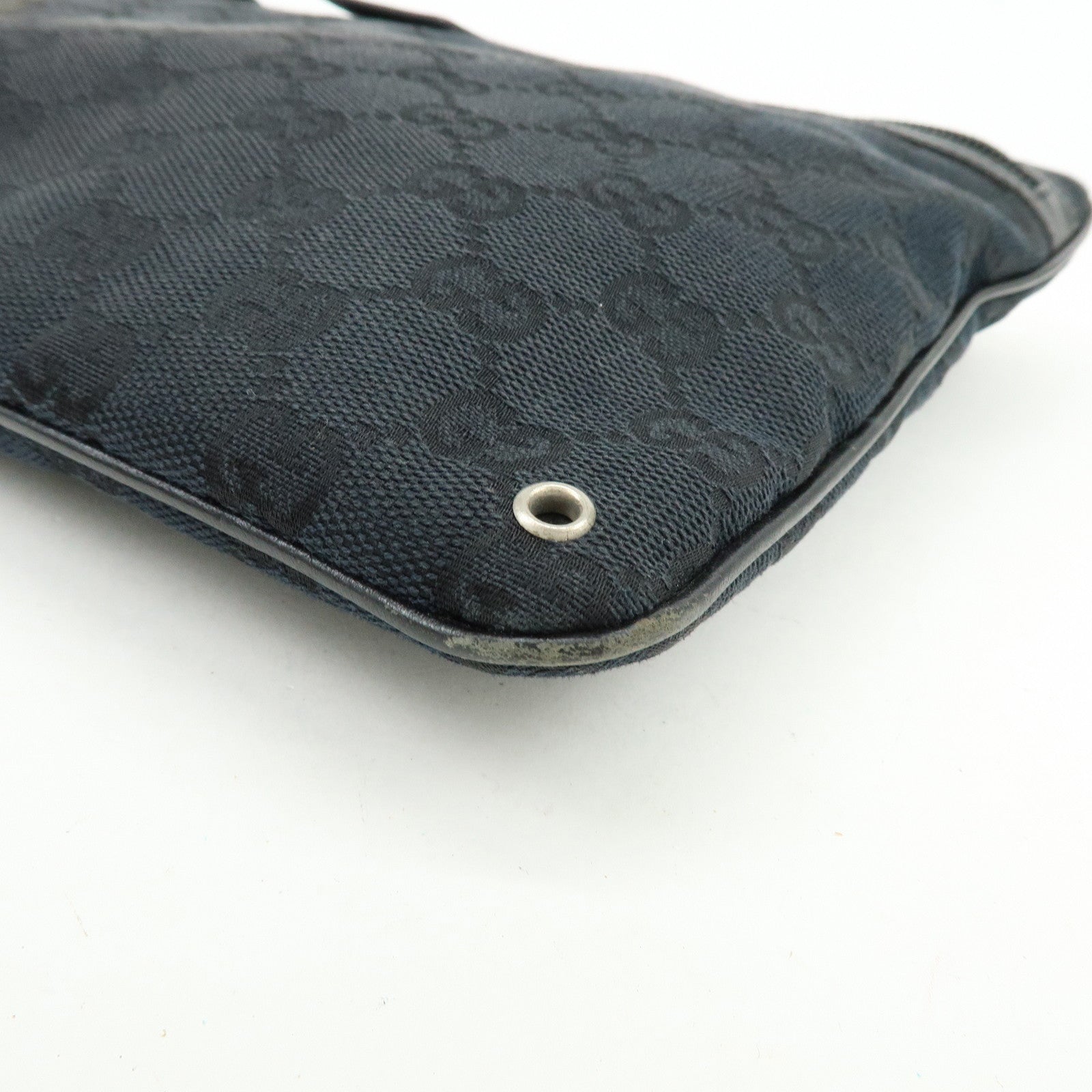 GUCCI GG Canvas Leather Shoulder Bag Crossbody Bag Black 90476
