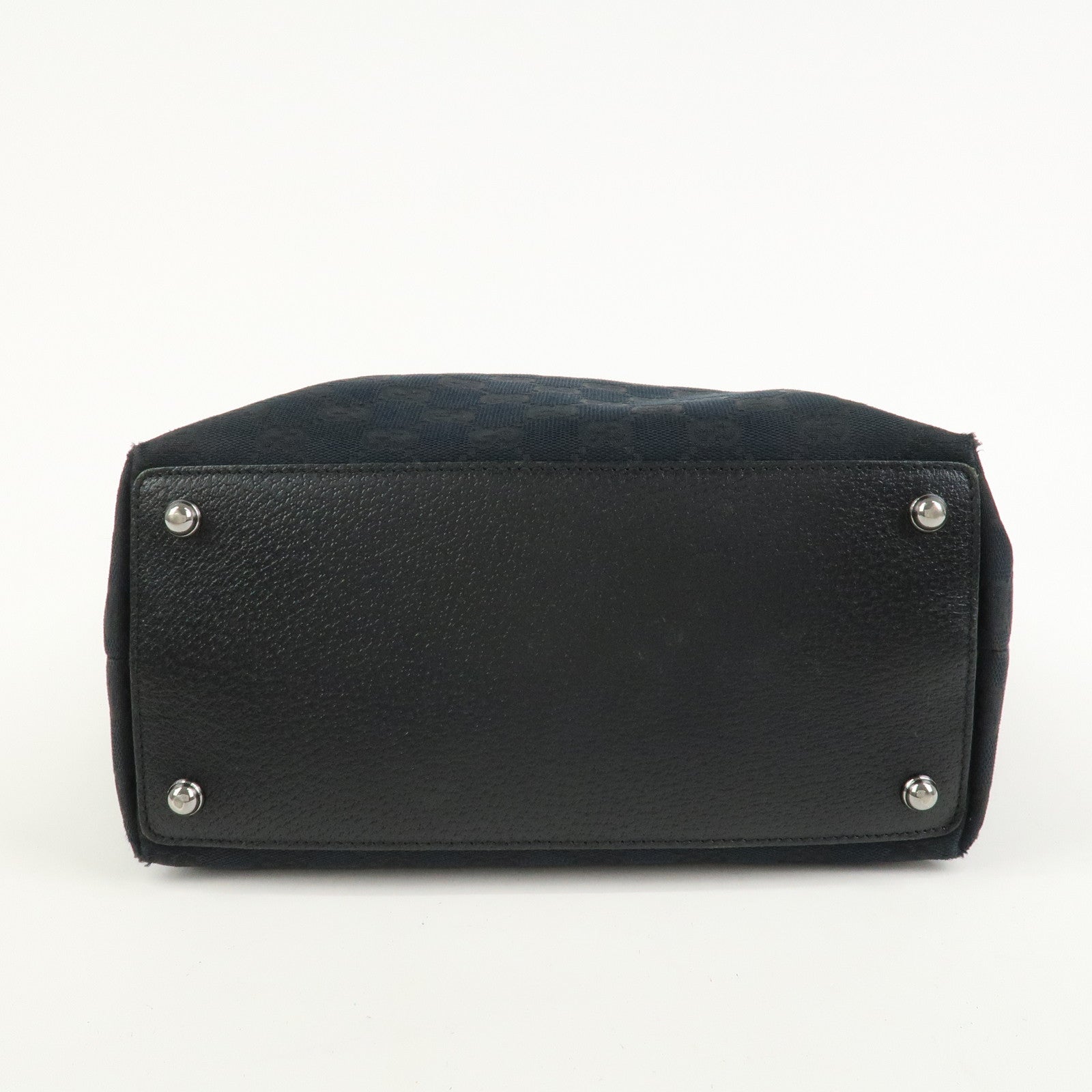 GUCCI GG Canvas Leather Tote Bag Shoulder Bag Hand Bag Black 120836