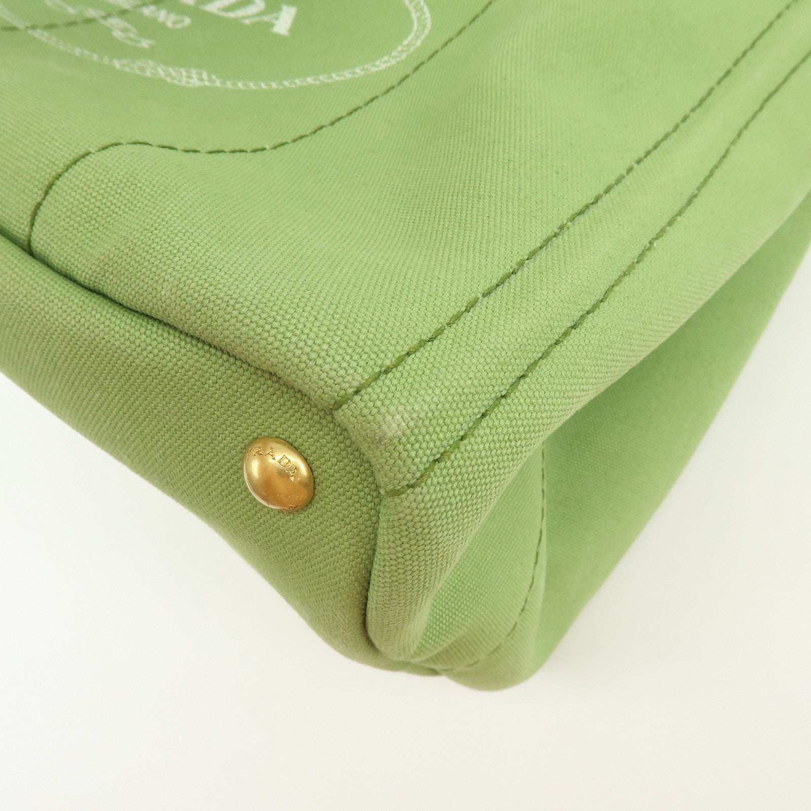 PRADA Canapa Large Triangle Logo Canvas Tote Bag Hand Bag B1872B