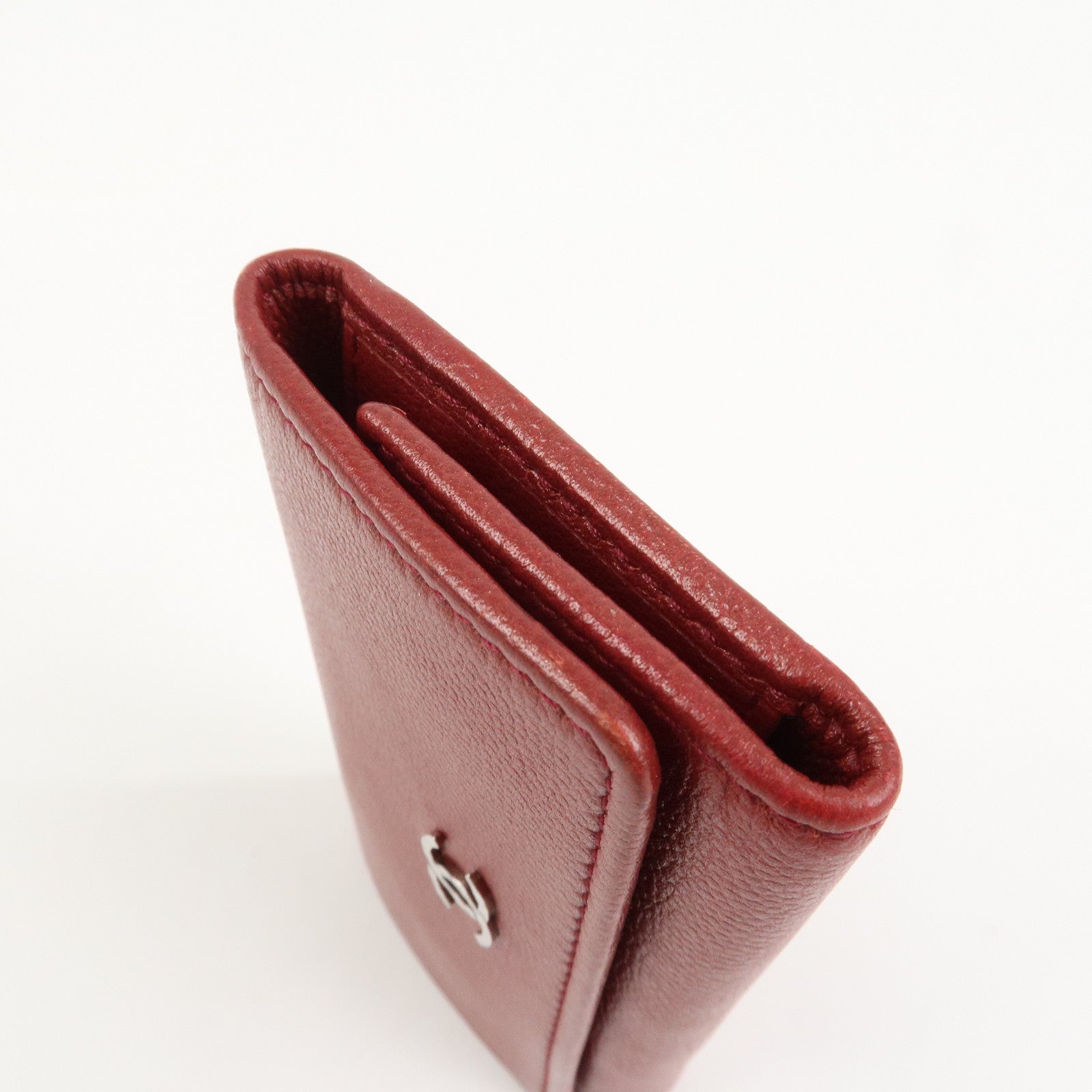 CHANEL COCO Mark Caviaskin Leather 6 Rings Key Case Key Ring Red