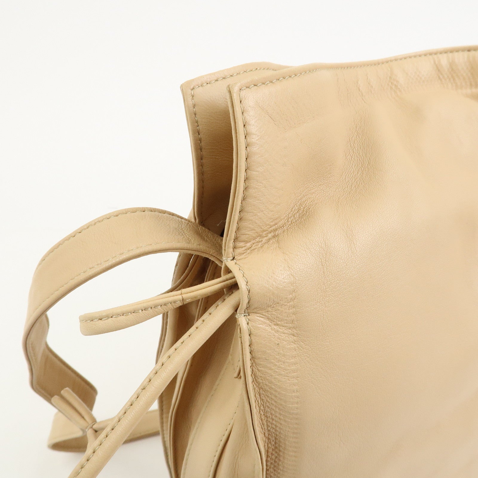 LOEWE Logo Nappa Leather Shoulder Bag Crossbody Bag Beige