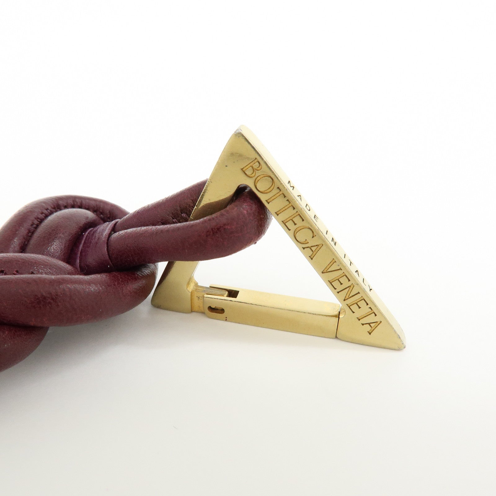 BOTTEGA VENETA Nappa Leather Metal Bag Charm Key Chain Bordeaux