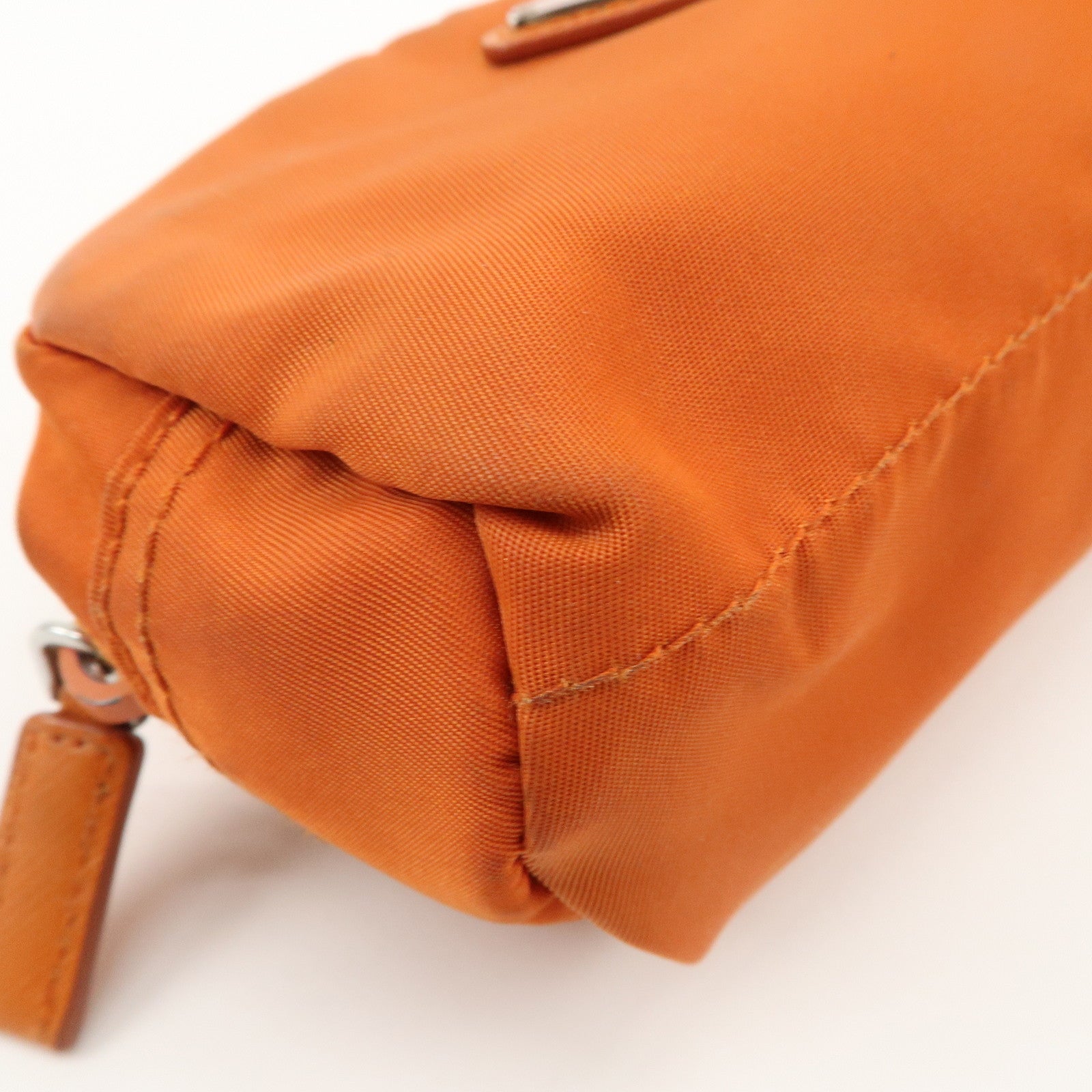 PRADA Set of 2 Nylon Leather Cosmetic Pouch Orange Black 1N0175 Used