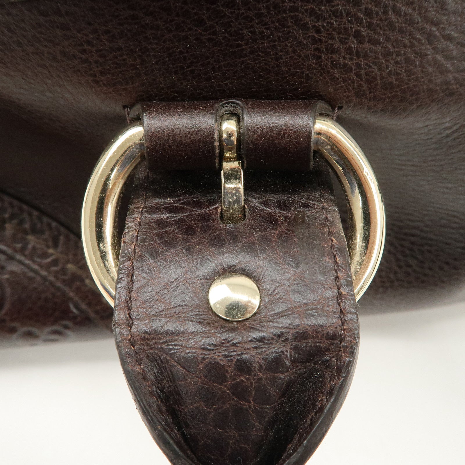 GUCCI Guccissima Leather Mini Boston Bag Hand Bag Dark Brown 181508 Used