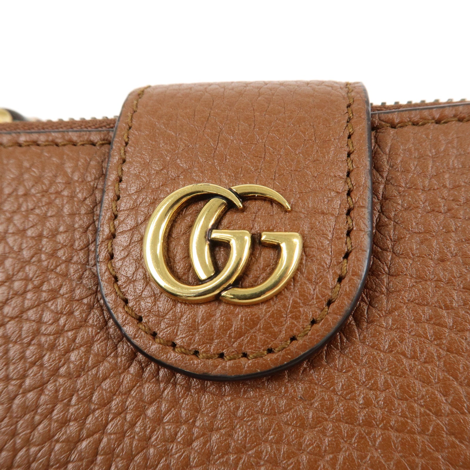 GUCCI GG Marmont Bamboo Leather Bi-Fold Wallet Brown 739498 Used