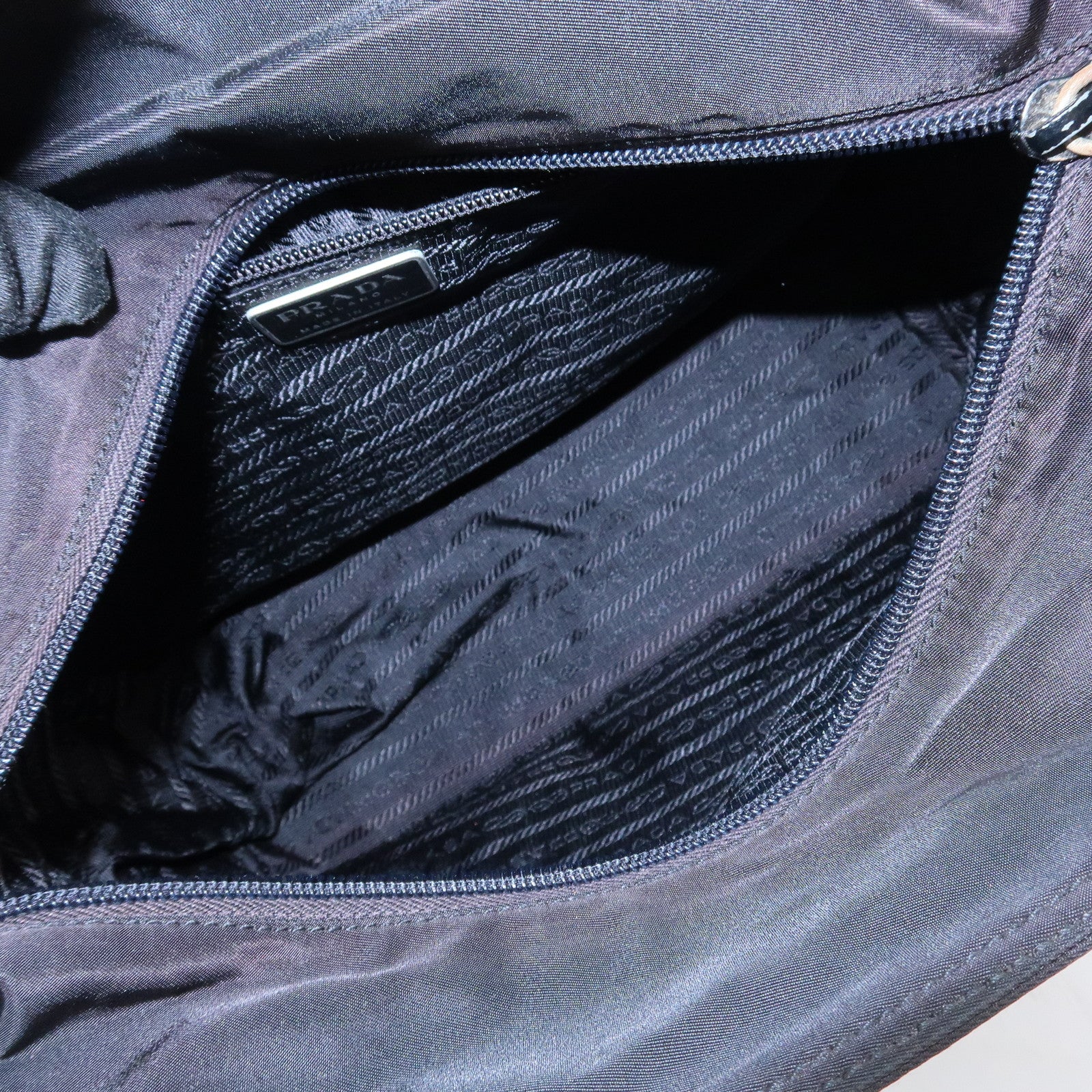 PRADA Triangle Logo Nylon Hand Bag Shoulder Bag Black H5692