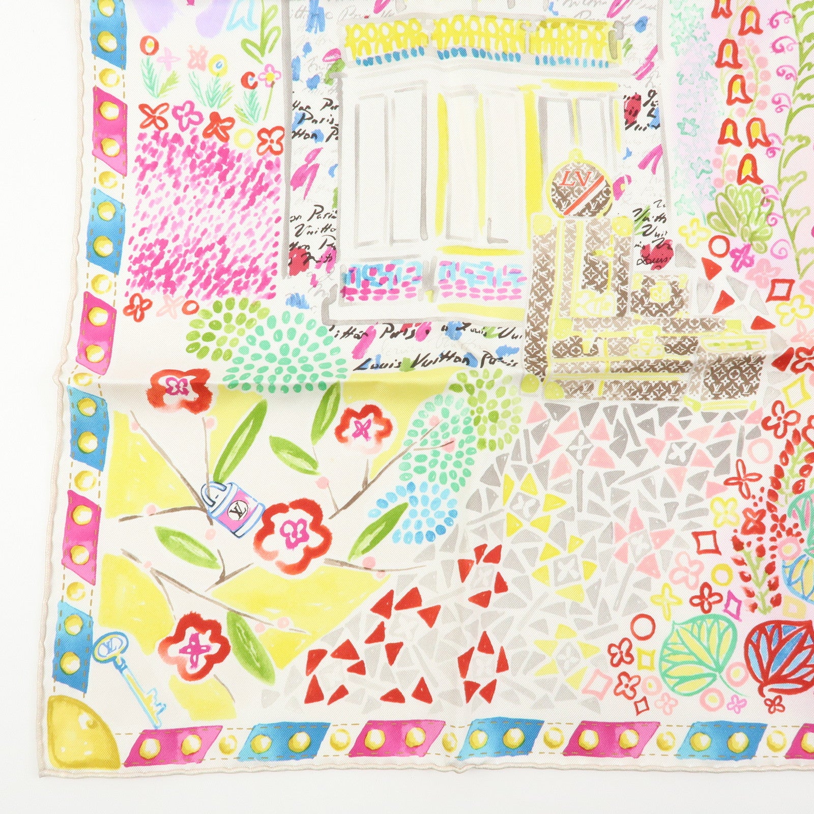 Louis Vuitton Silk 100% Scarf Voyage Autour De Ma Malle M72898