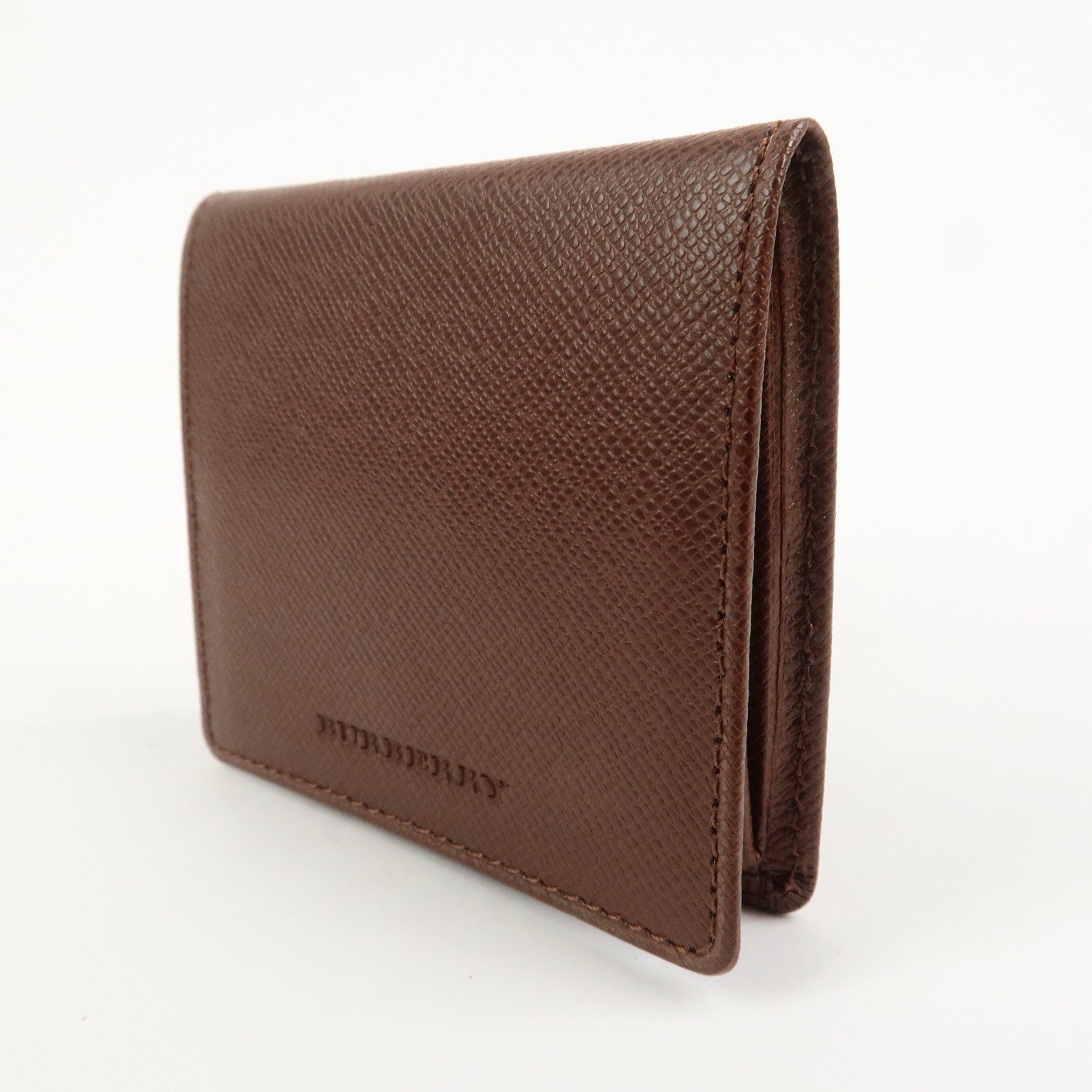 BURBERRY Logo Leather Compact Coin Case Brown